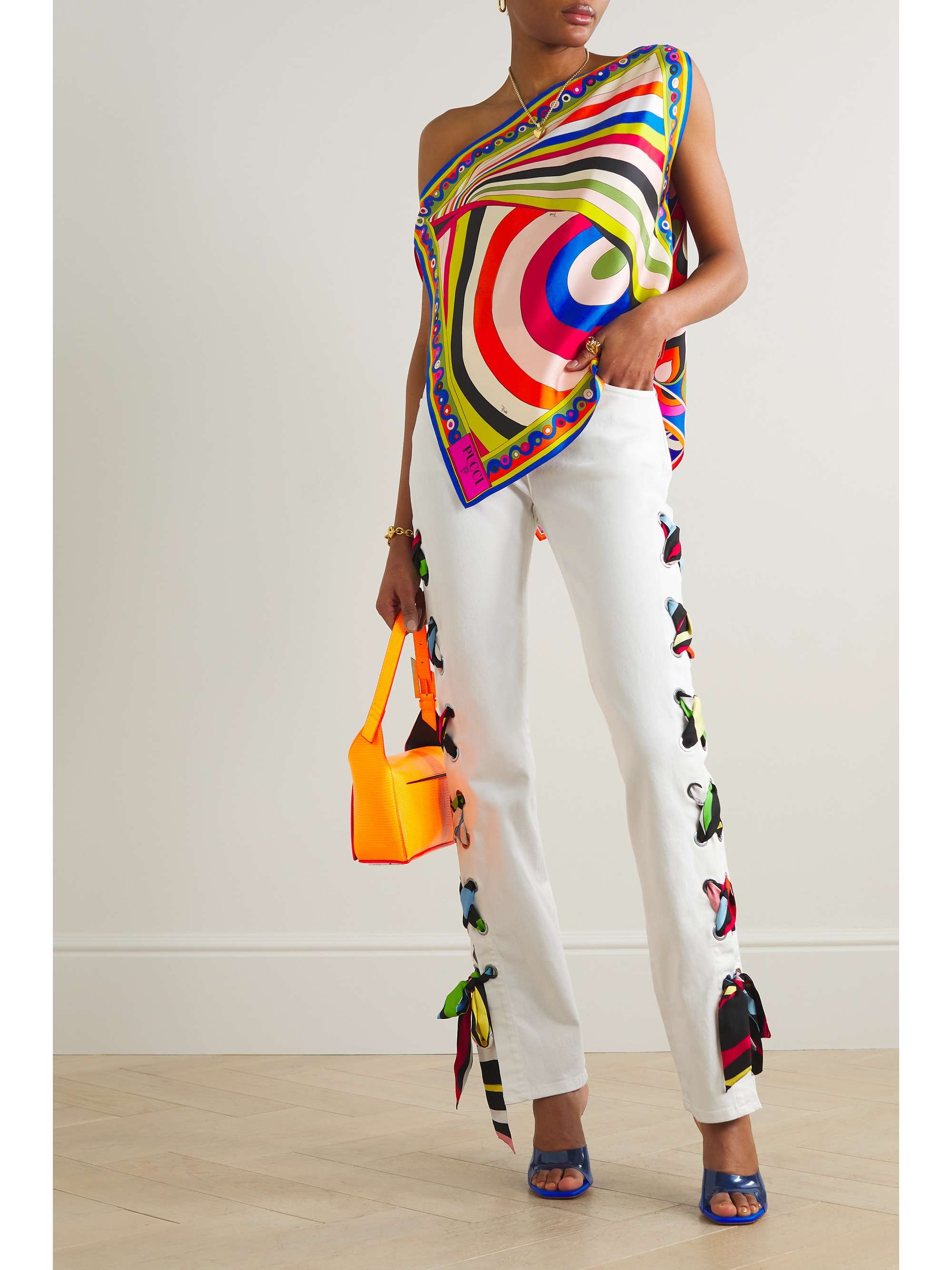 PUCCI Asymmetrisches Oberteil aus bedrucktem Seiden-Twill