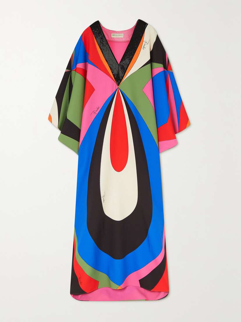 PUCCI Printed Bead-embellished Crepe Kaftan -  - One size