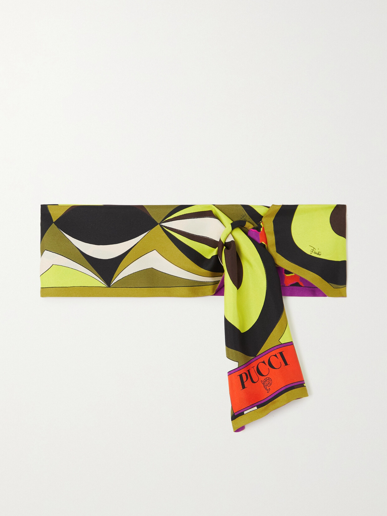 Shop Pucci Printed Silk-twill Scarf In Green