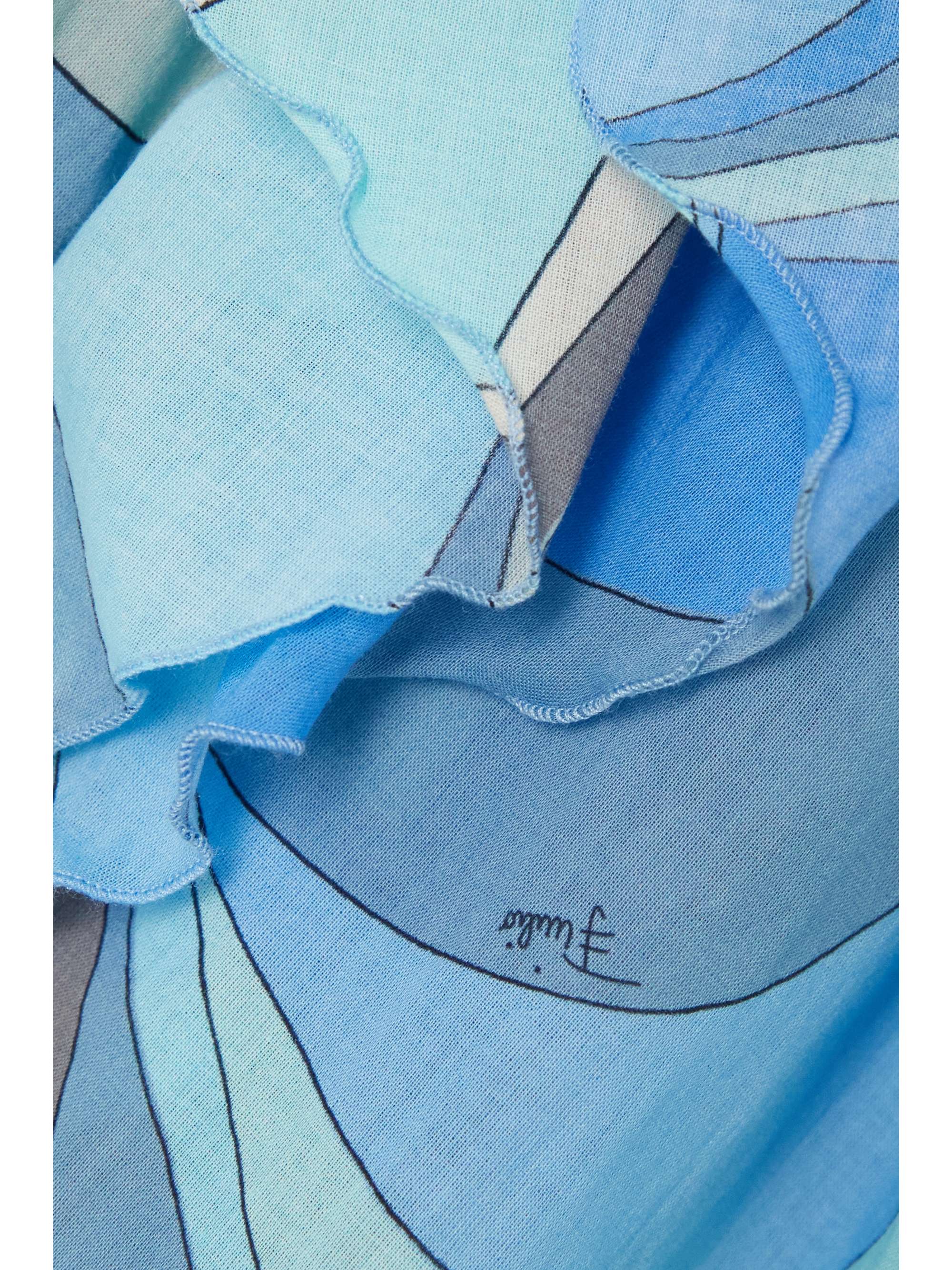 PUCCI Onde Bluse aus bedrucktem Baumwoll-Voile mit Rüschen