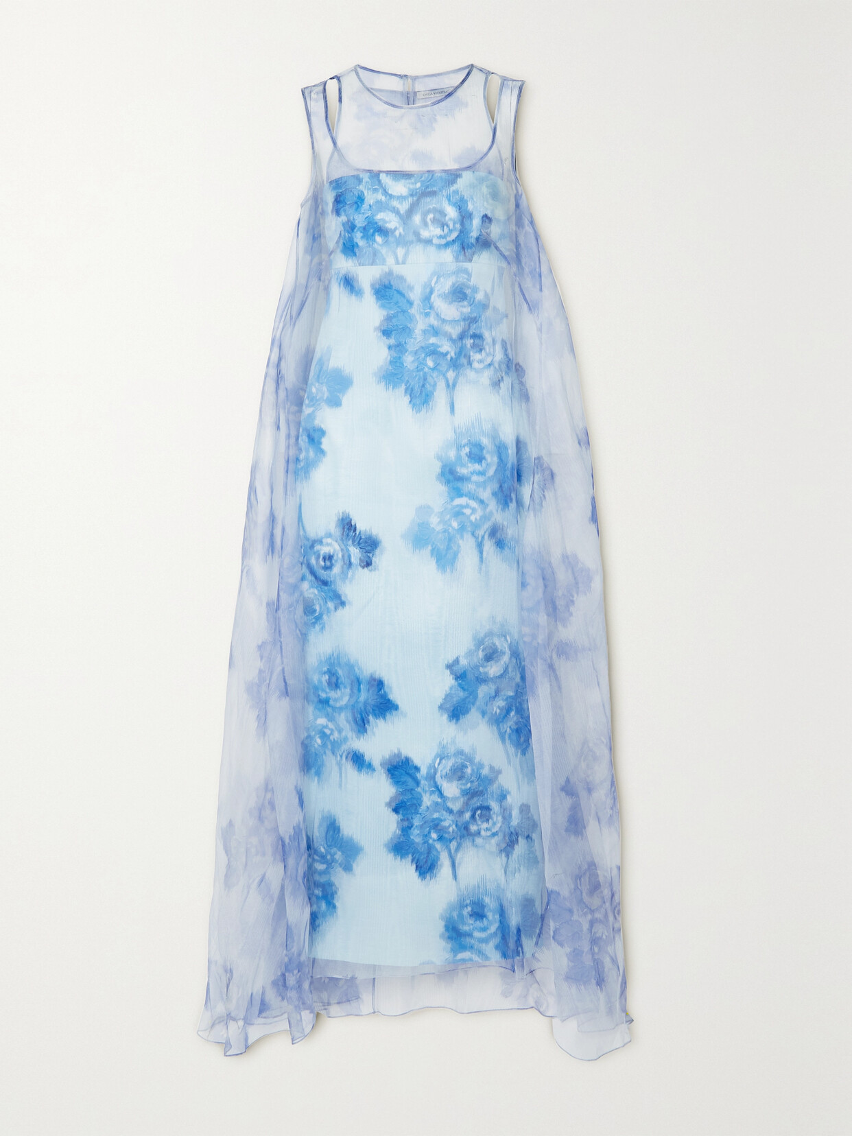 Emilia Wickstead - Selina Floral-print Silk-organza And Taffeta Gown - Blue