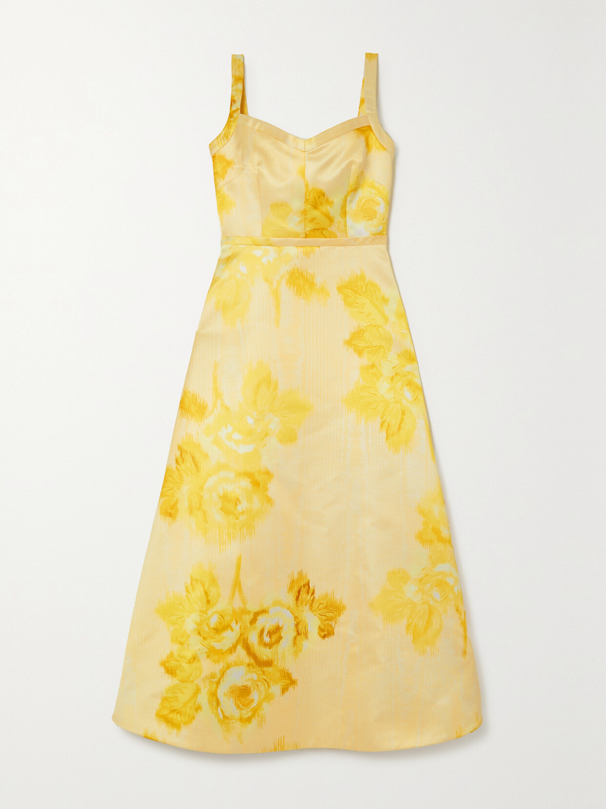 Emilia Wickstead - Elvita Floral-print Duchesse-satin Midi Dress - Yellow