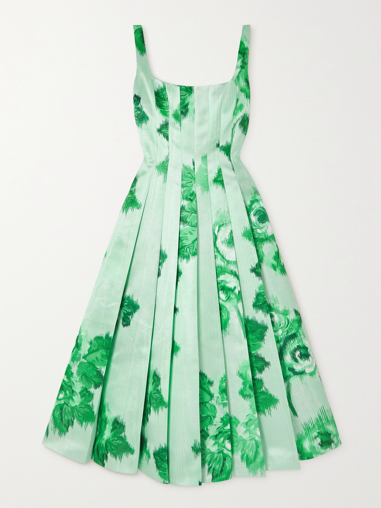 Emilia Wickstead - Adele Pleated Floral-print Duchesse-satin Midi Dress - Green