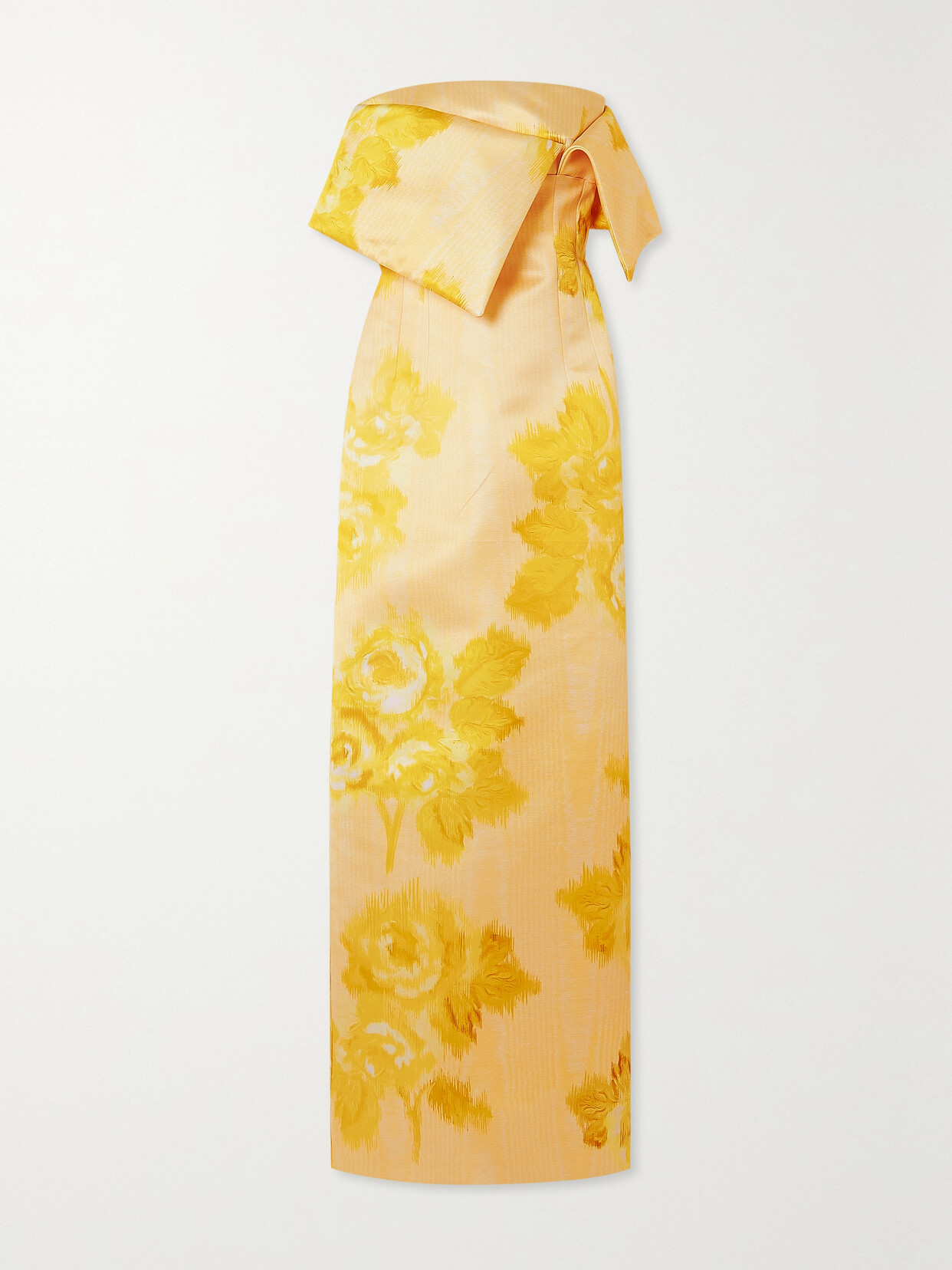 Emilia Wickstead - Strapless Draped Floral-print Sateen Gown - Yellow