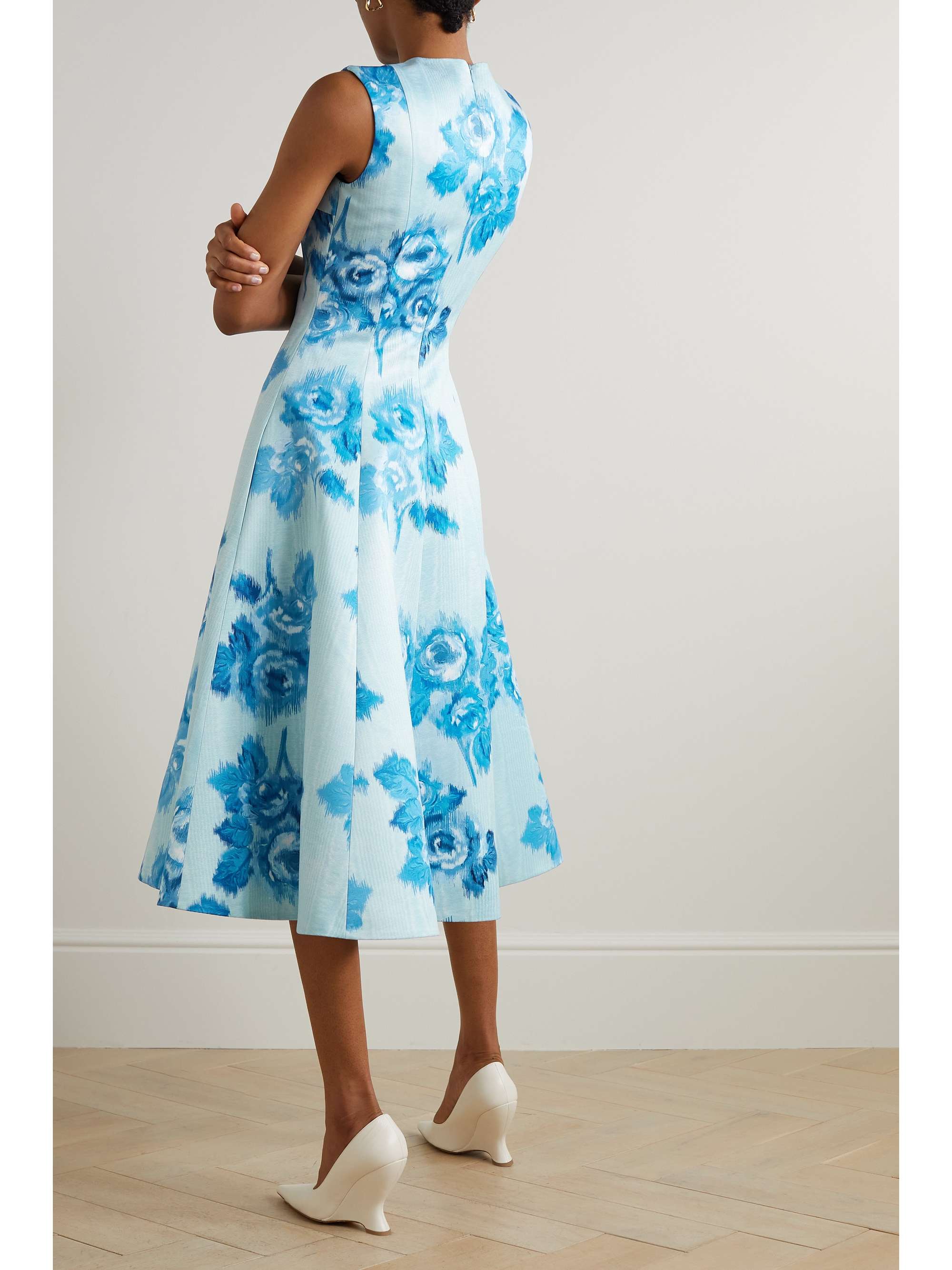EMILIA WICKSTEAD Mara pleated floral-print moire midi dress