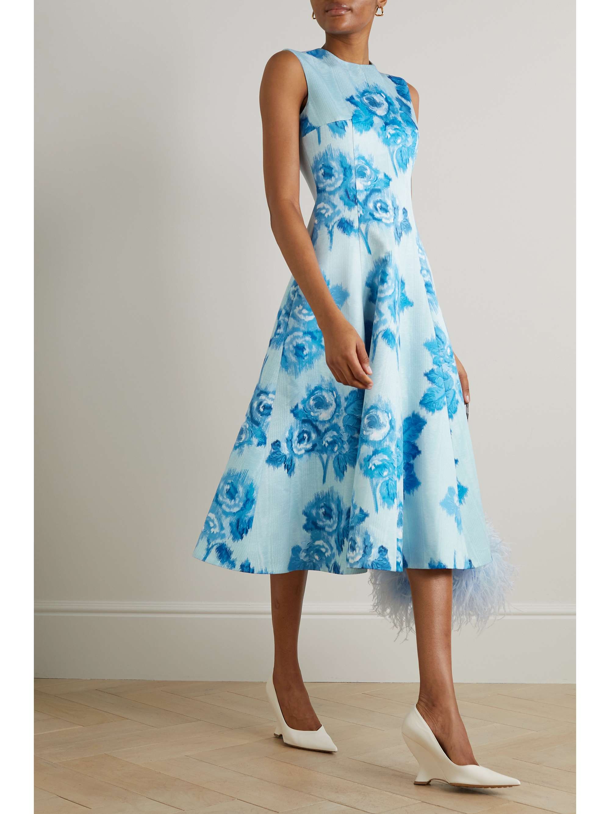 EMILIA WICKSTEAD Mara pleated floral-print moire midi dress
