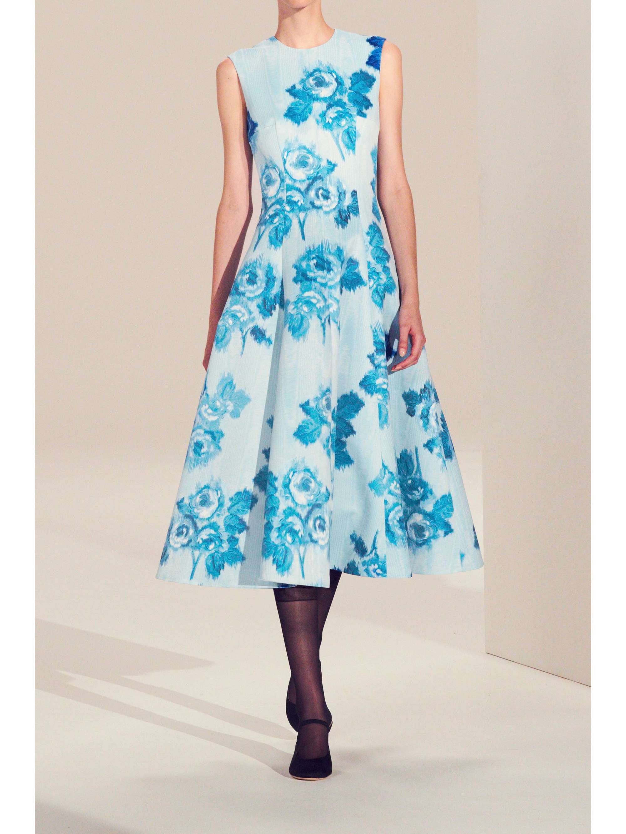 EMILIA WICKSTEAD Mara pleated floral-print moire midi dress