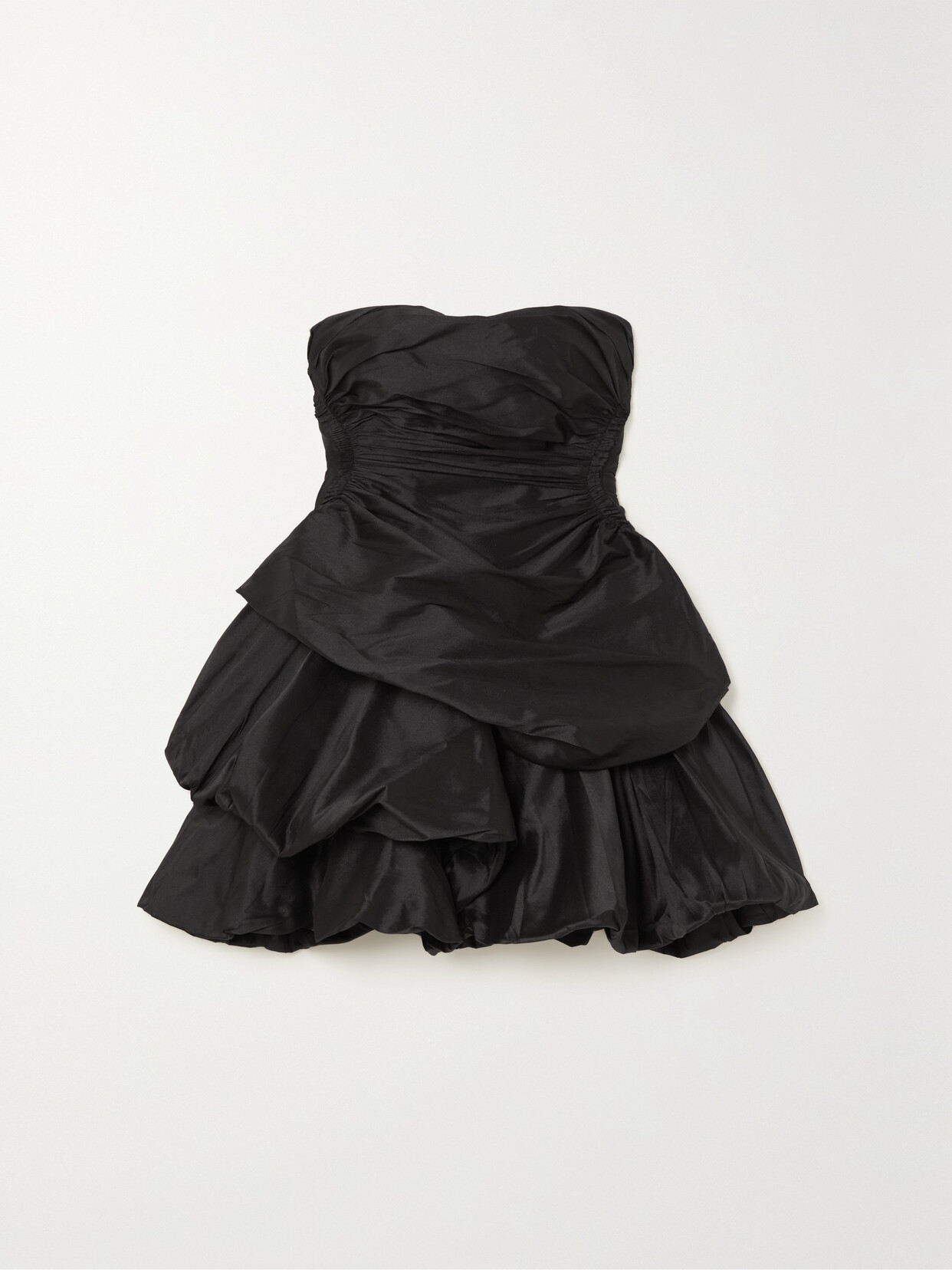 AJE DAYBREAK STRAPLESS RUCHED TAFFETA MINI DRESS