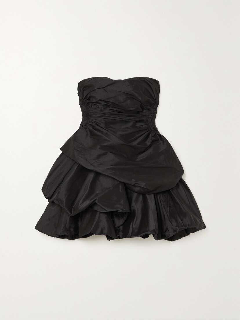 Aje Daybreak Strapless Ruched Taffeta Mini Dress