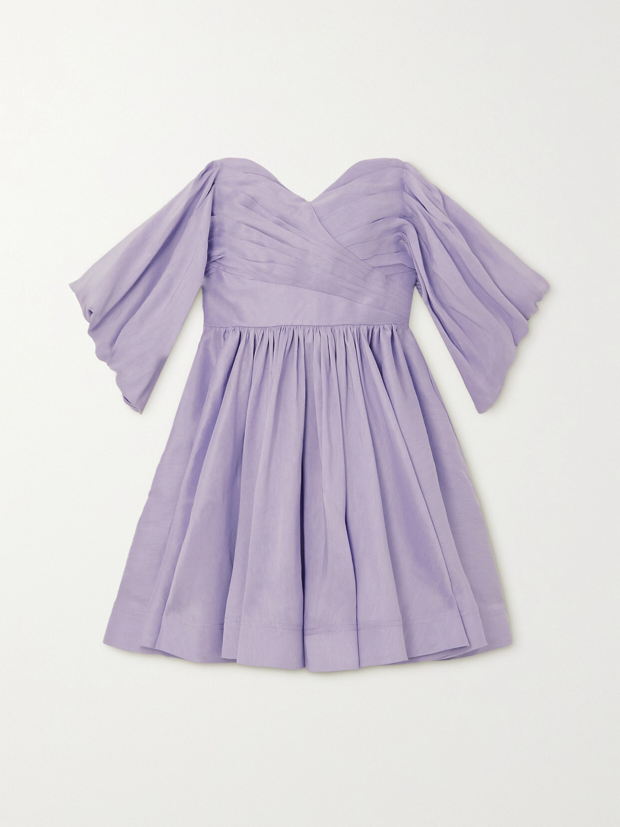 Aje - Zorina Off-the-shoulder Pleated Linen-blend Mini Dress - Purple