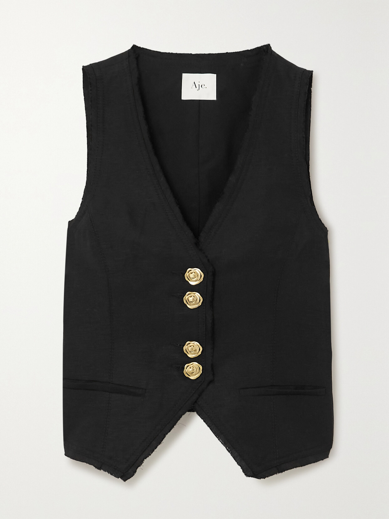 Aje - Primrose Embellished Linen-blend Vest - Black