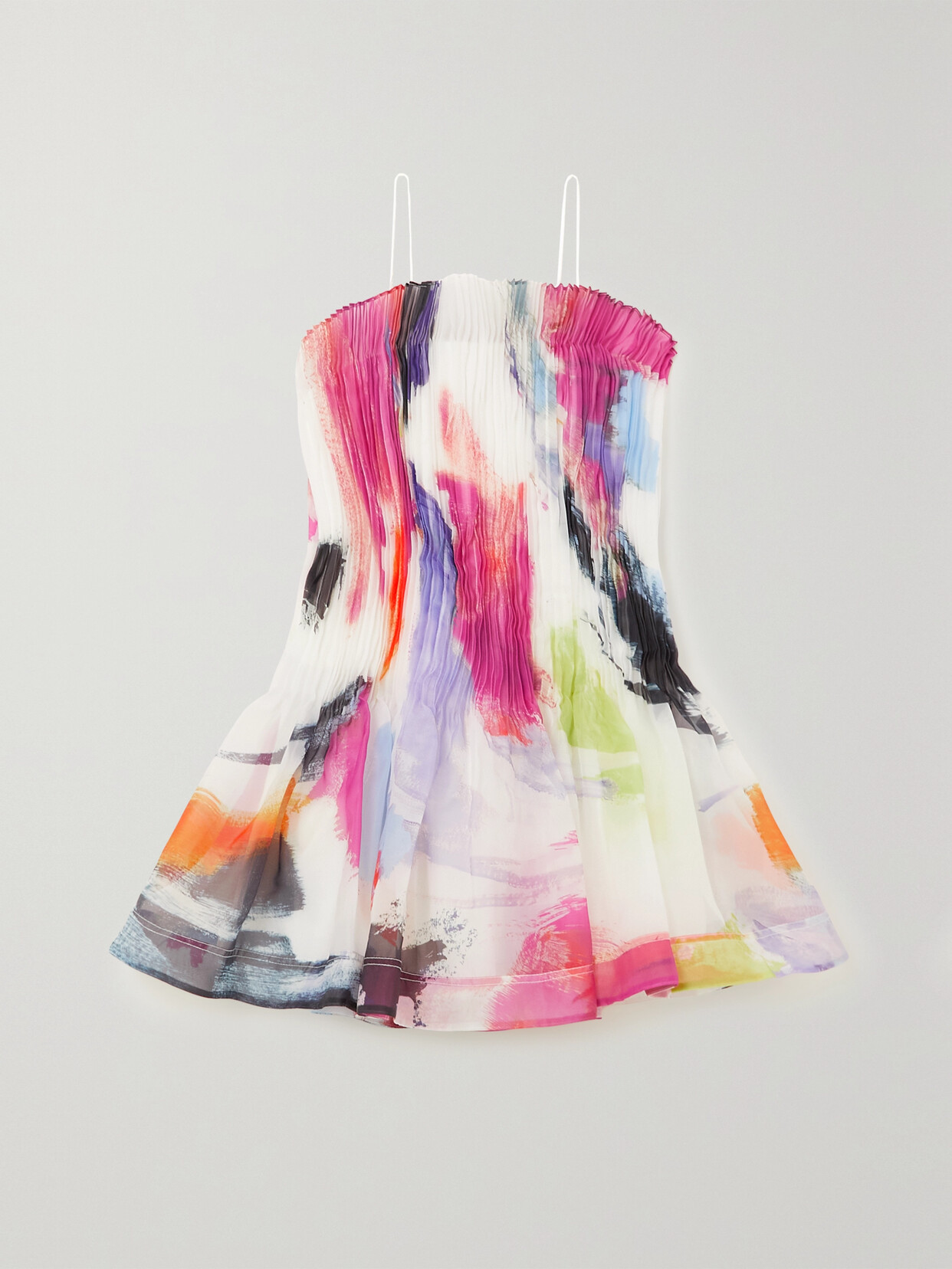 Aje - Celestial Pleated Printed Organza Mini Dress - Pink