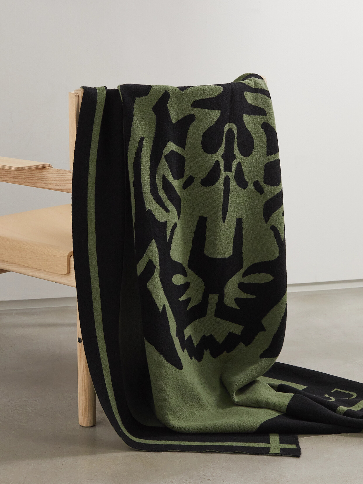 Diane Kordas - Tiger Moss Jacquard-knit Merino Wool Blanket - Green