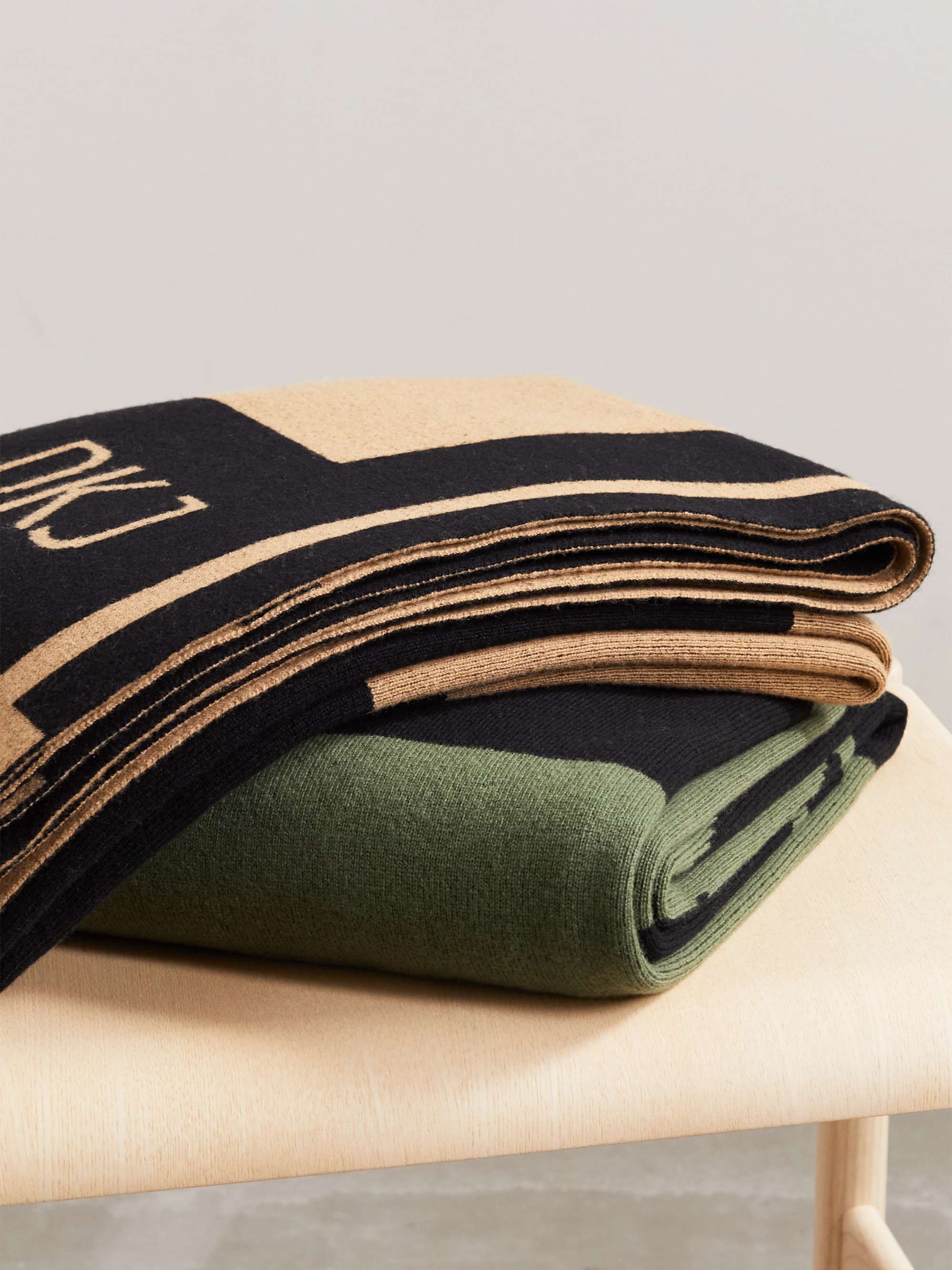 DIANE KORDAS Bull reversible jacquard-knit merino wool throw
