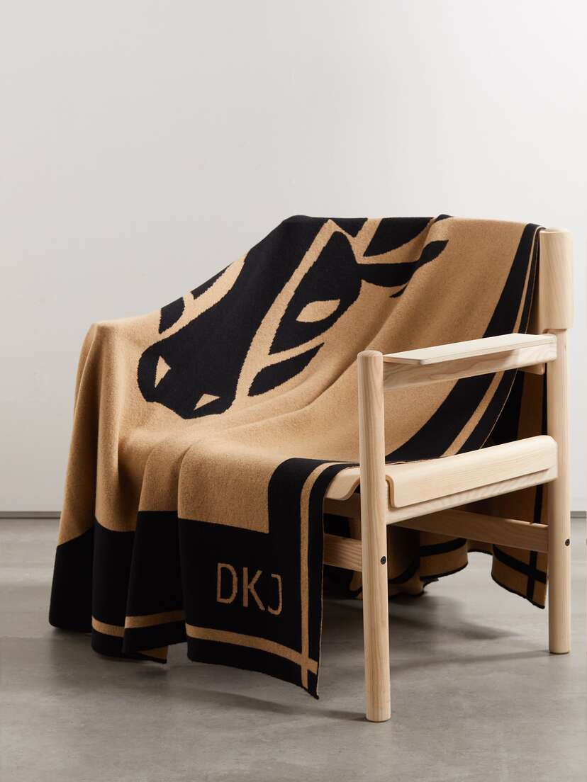 Diane Kordas Bull Reversible Jacquard-knit Merino Wool Throw