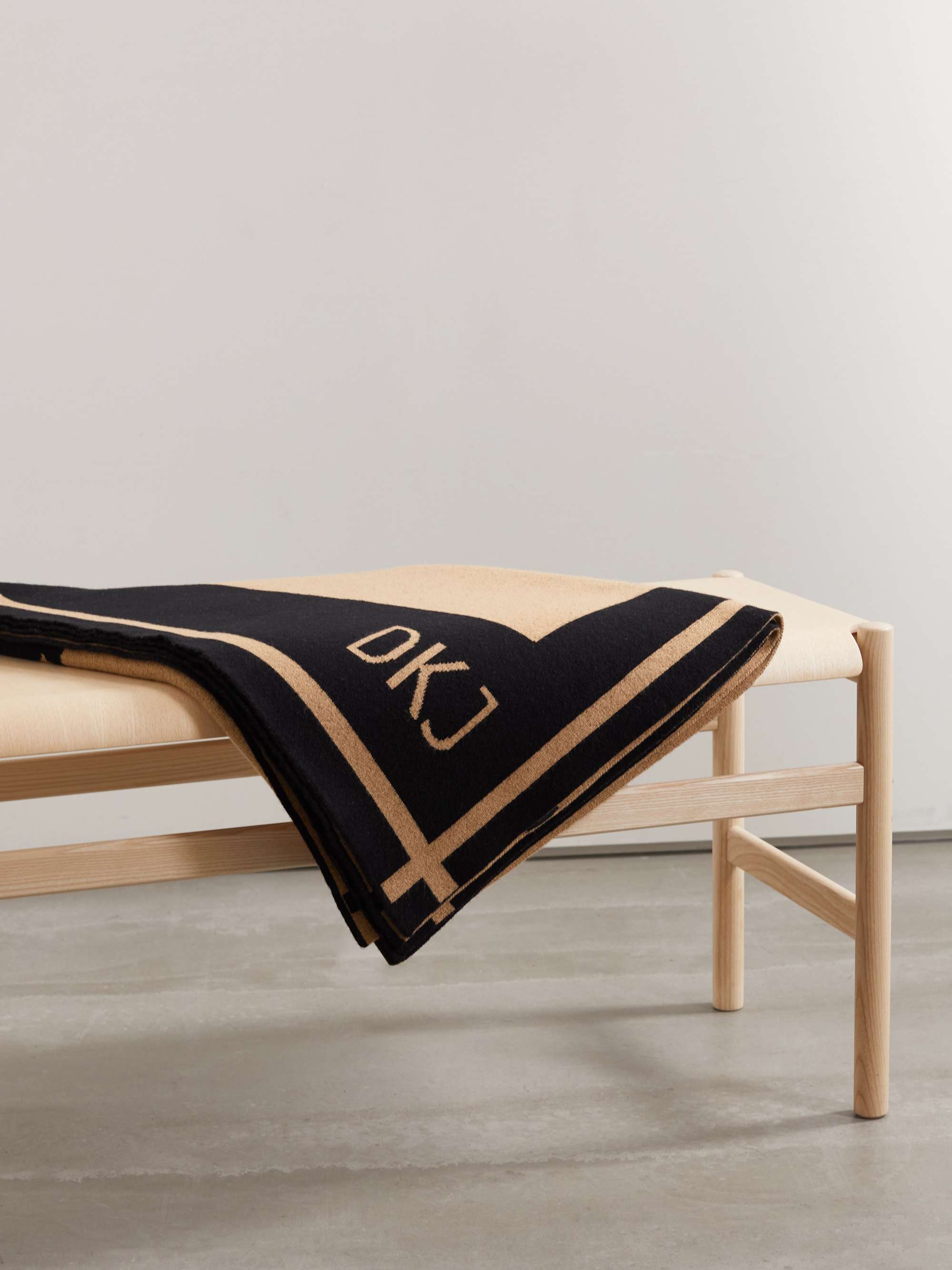 DIANE KORDAS Bull reversible jacquard-knit merino wool throw