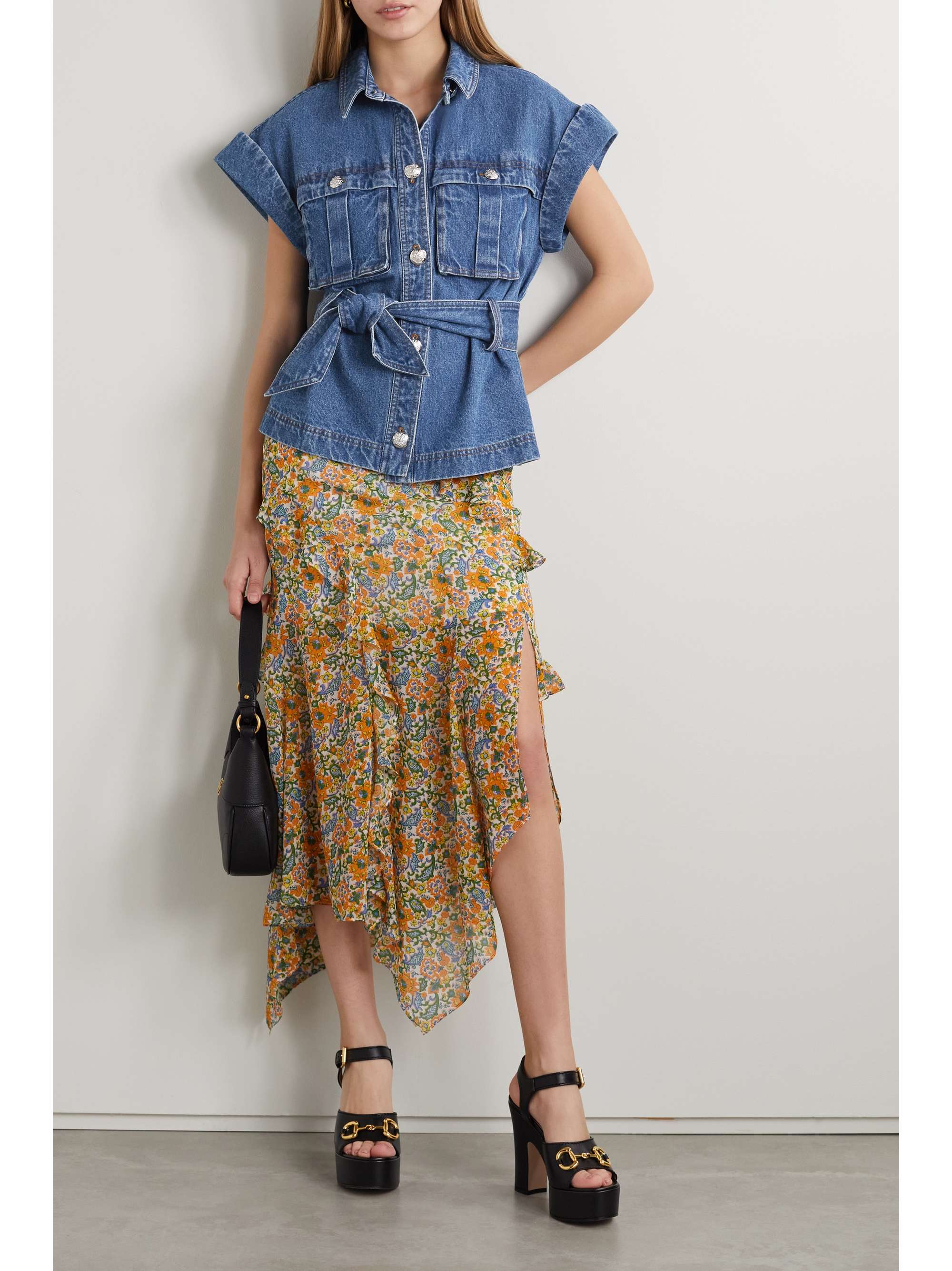 VERONICA BEARD Vistola belted denim jacket