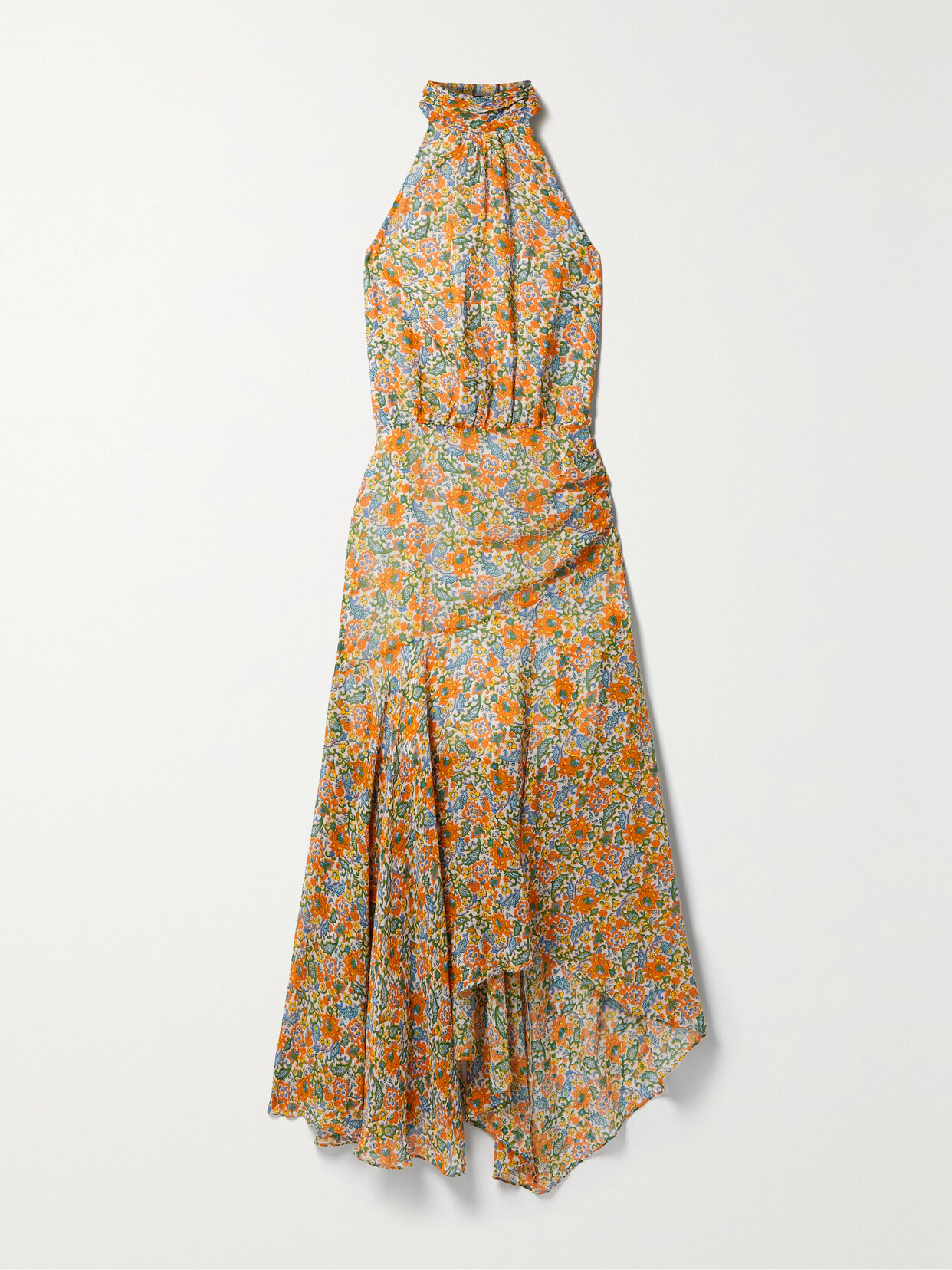 Veronica Beard Leia Floral-print Silk-chiffon Halterneck Midi Dress