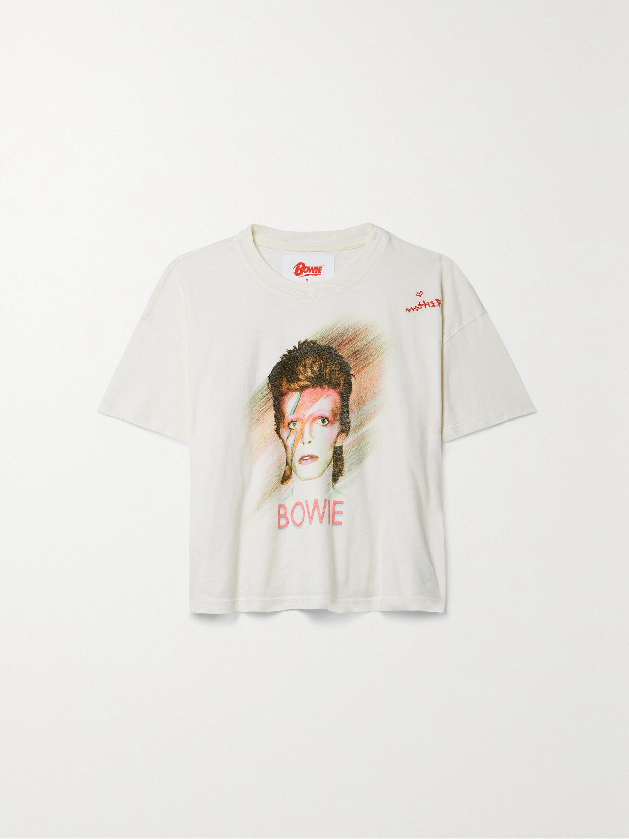 Mother - + Bowie® The Grab Bag Cropped Printed Cotton-jersey T-shirt - White