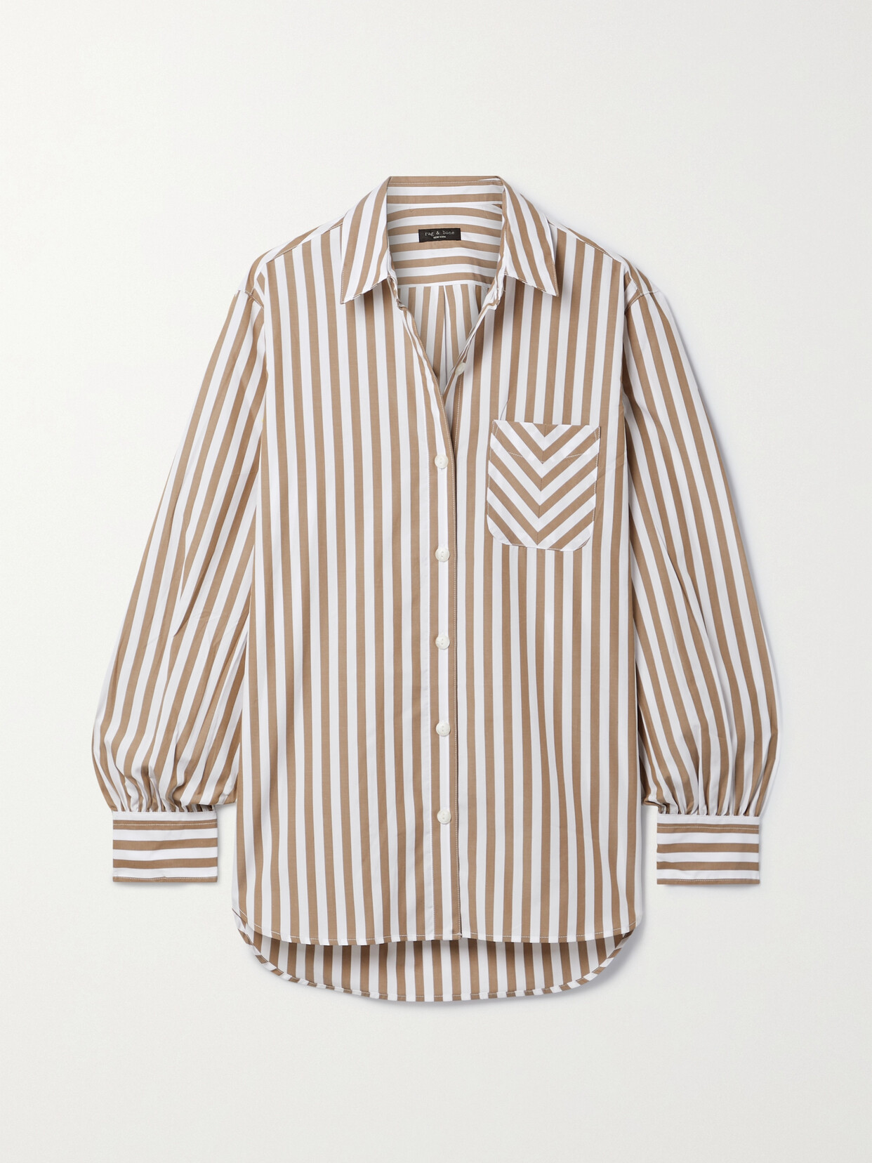 rag & bone - Maxine Striped Cotton-poplin Shirt - Brown