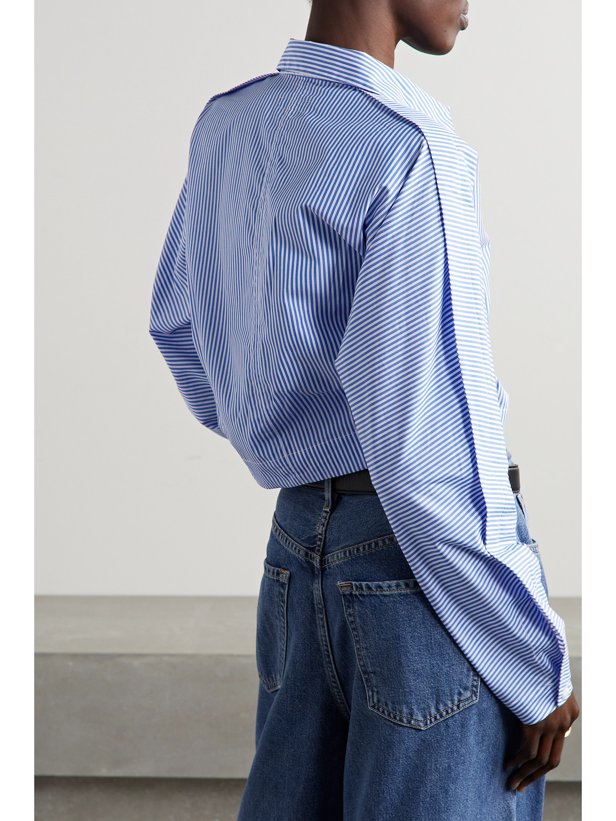 RAG & BONE MORGAN CROPPED STRIPED COTTON-POPLIN SHIRT