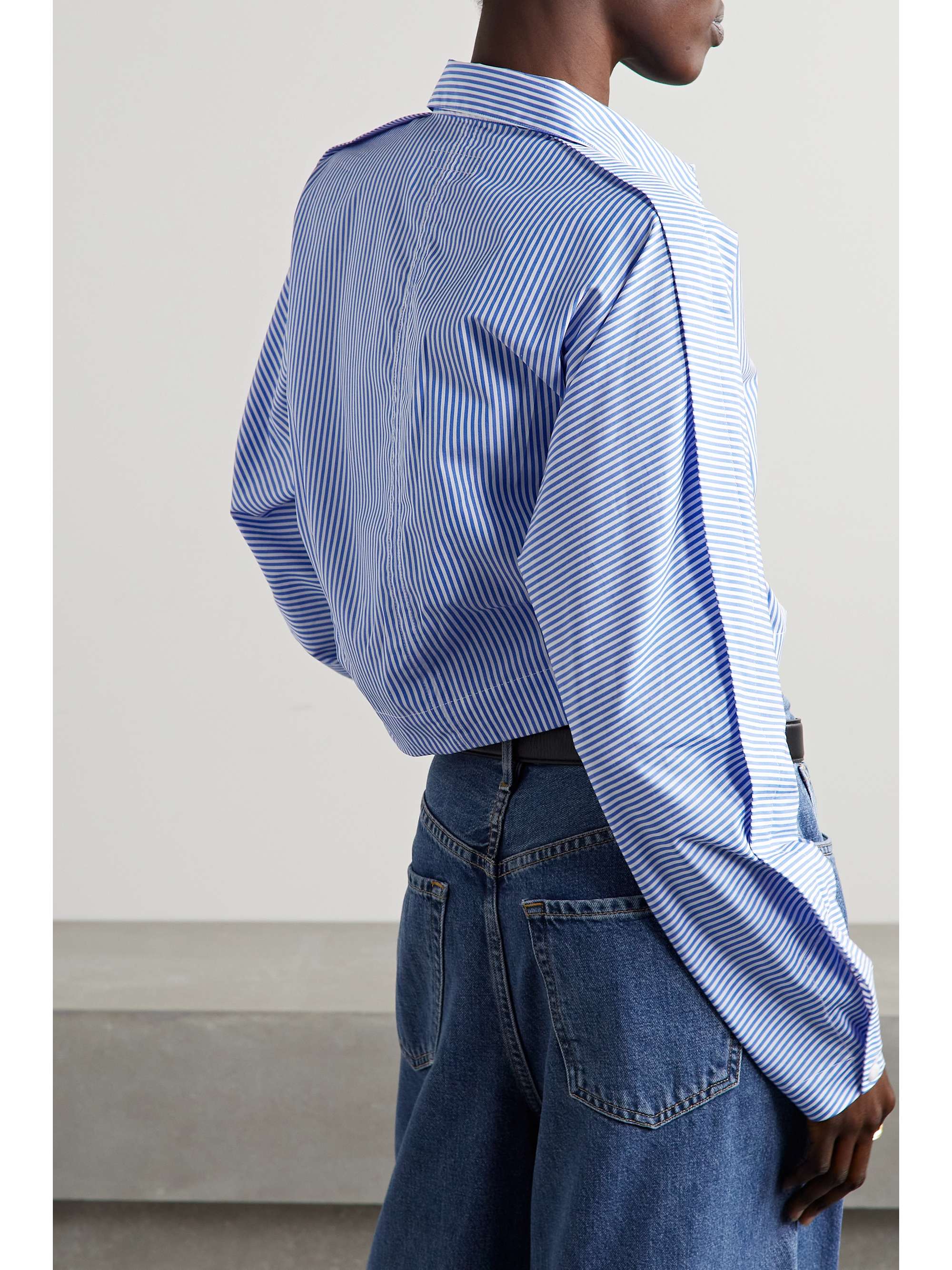 RAG & BONE Morgan cropped striped cotton-poplin shirt