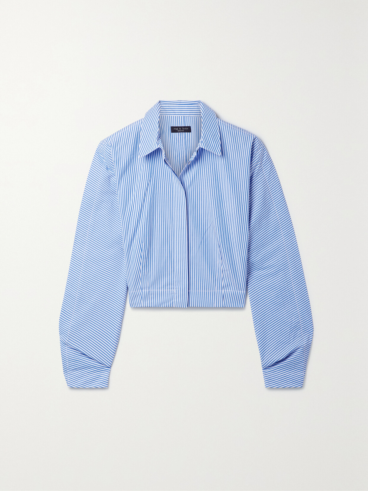 rag & bone - Morgan Cropped Striped Cotton-poplin Shirt - Blue