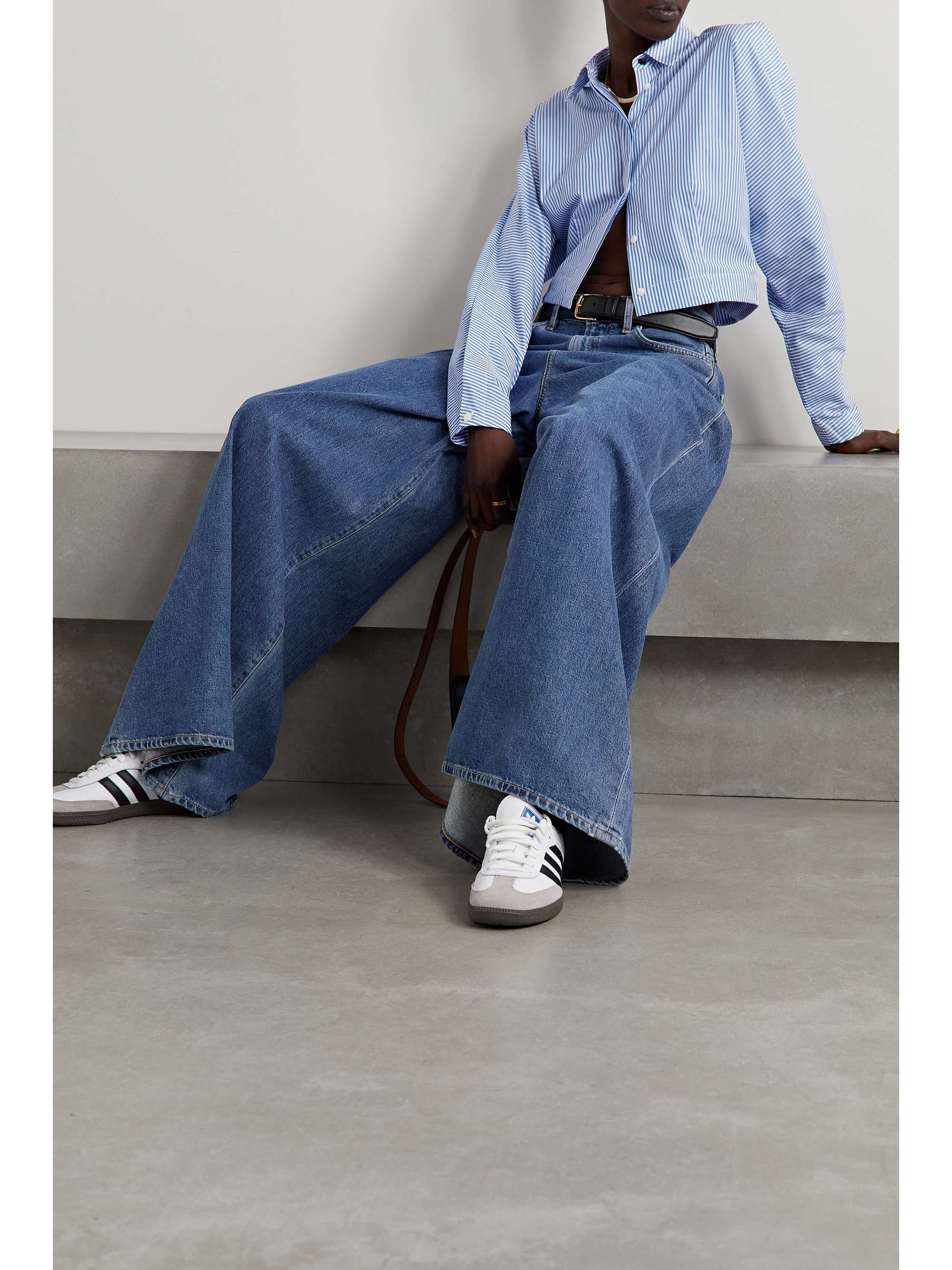 RAG & BONE Morgan cropped striped cotton-poplin shirt