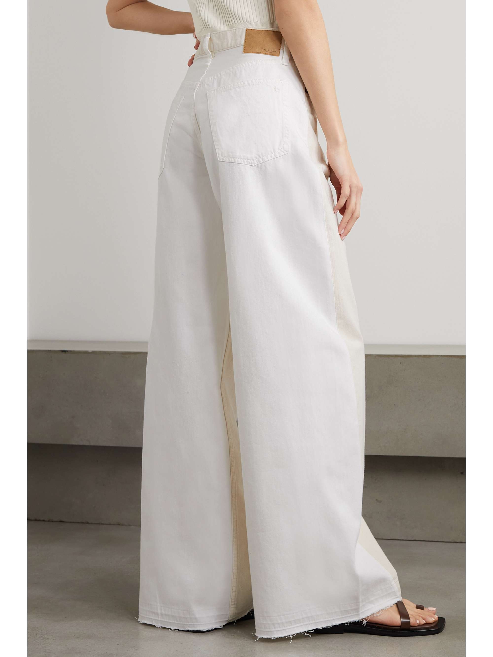 RAG & BONE Sofie zweifarbige, hoch sitzende Jeans mit weitem Bein und Fransen