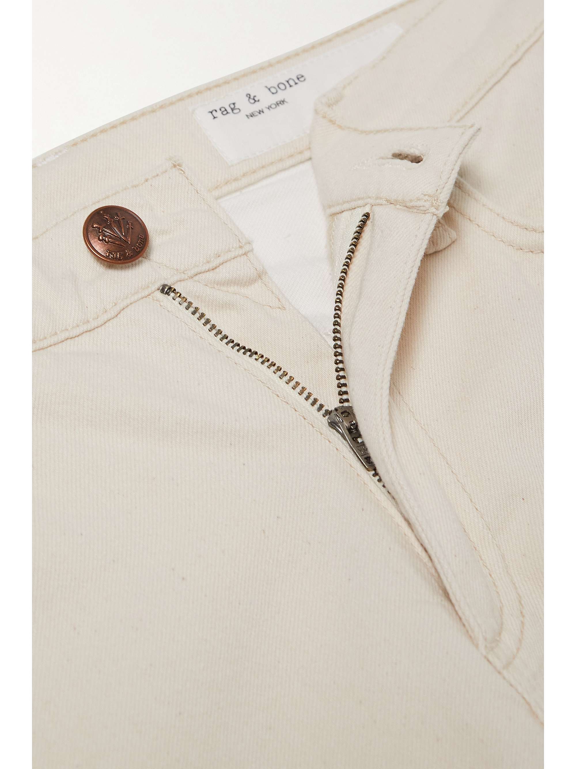 RAG & BONE Sofie zweifarbige, hoch sitzende Jeans mit weitem Bein und Fransen