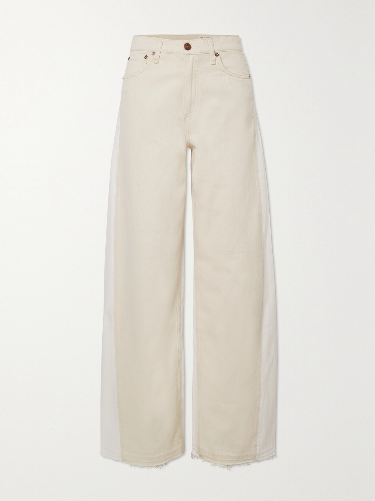 rag & bone - Sofie Two-tone Frayed High-rise Wide-leg Jeans - Ecru