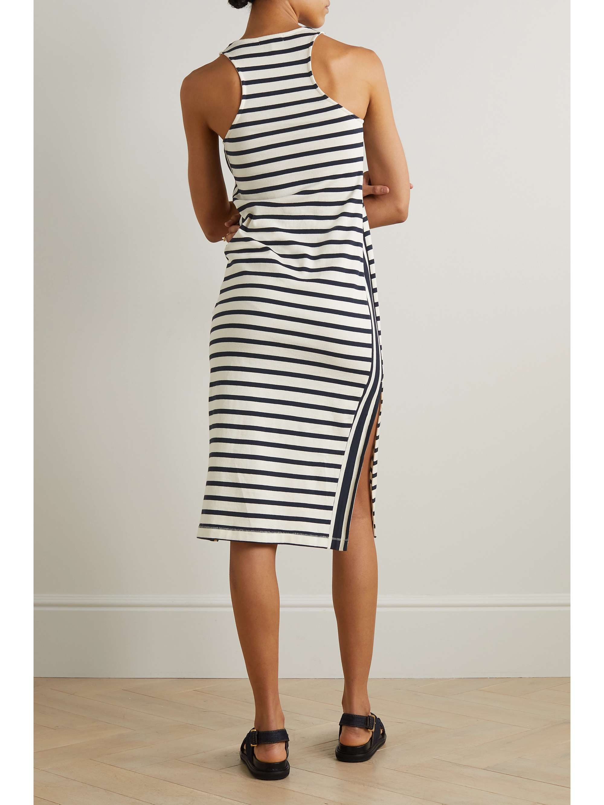 RAG & BONE Striped cotton-jersey midi dress