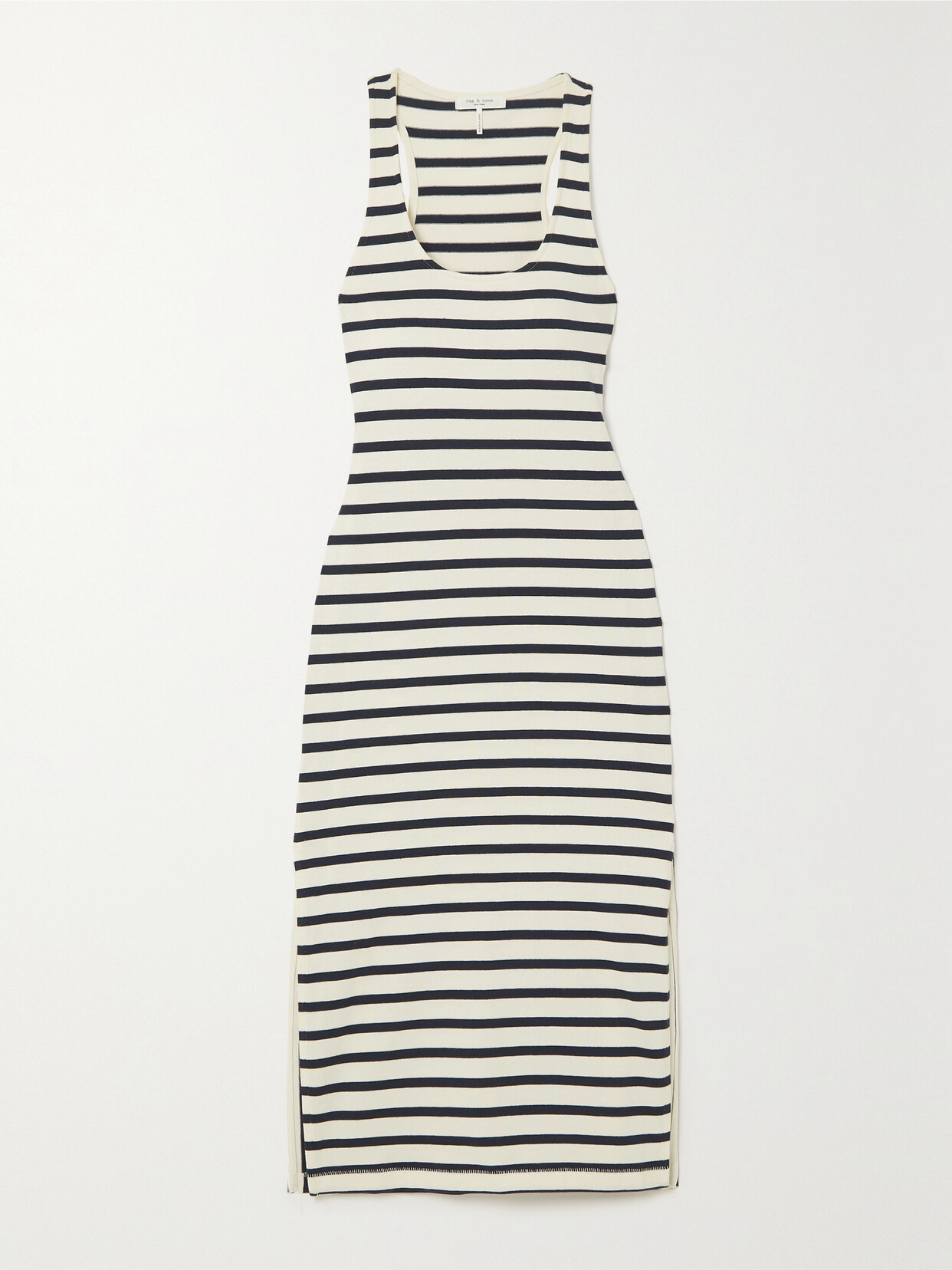 rag & bone - Striped Cotton-jersey Midi Dress - Ivory