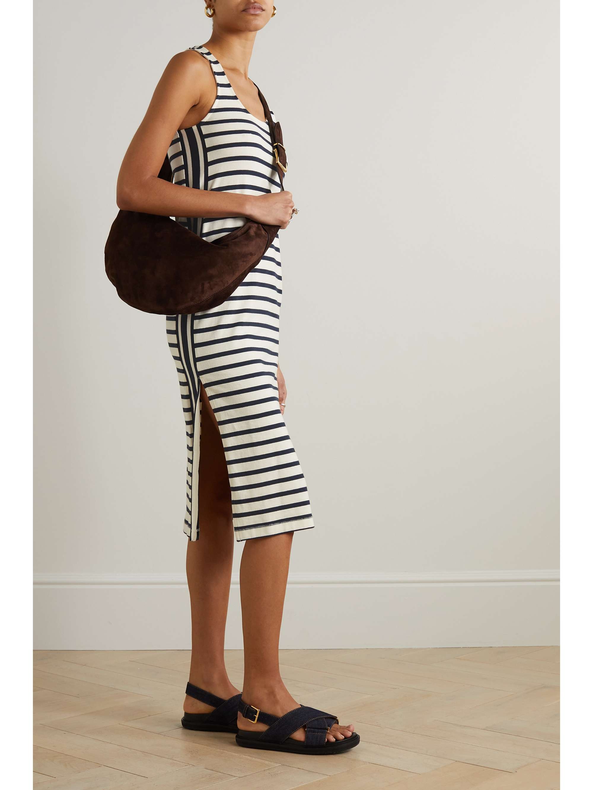 RAG & BONE Striped cotton-jersey midi dress