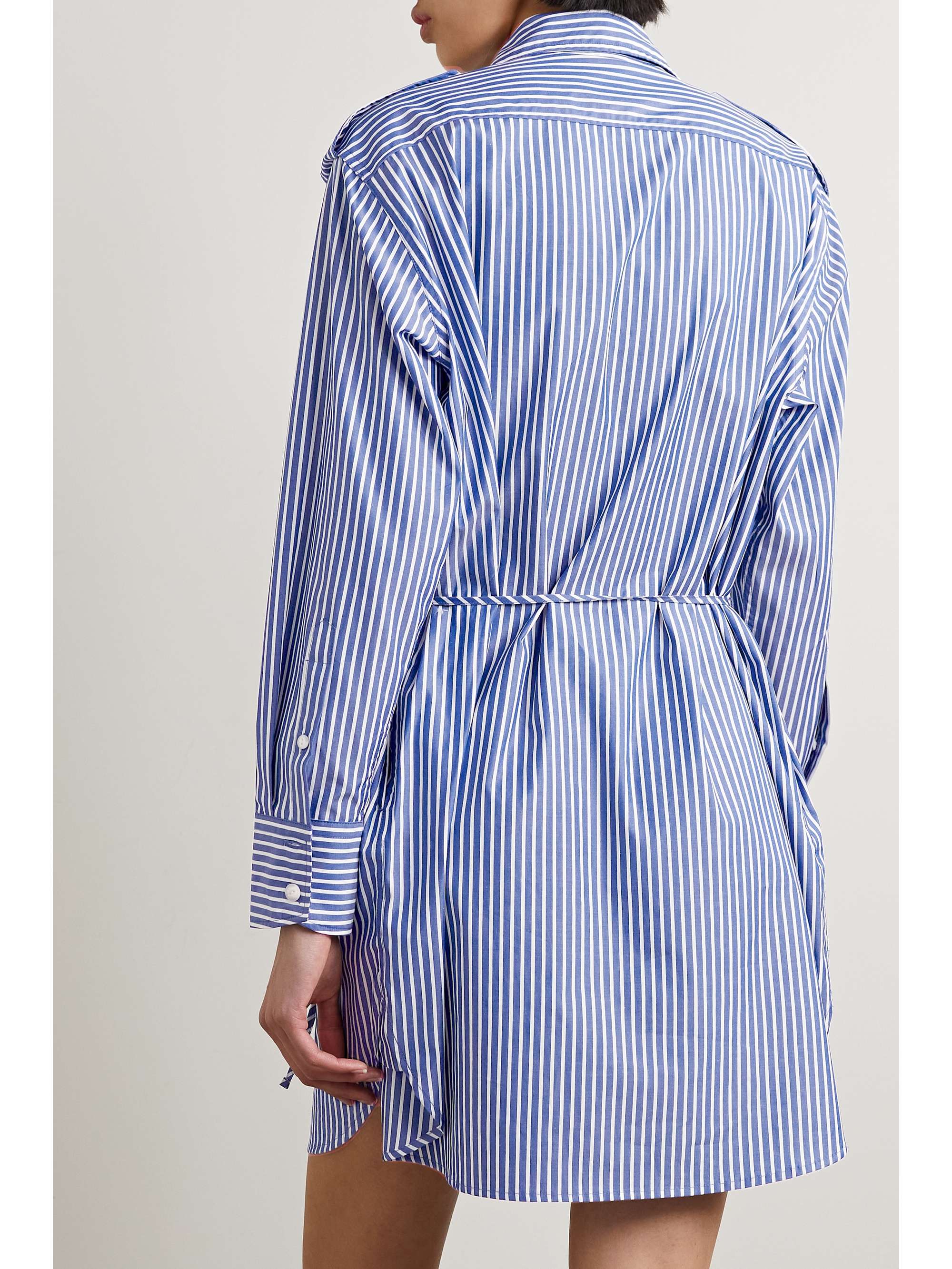 RAG & BONE Nadine Mini-Hemdblusenkleid aus gestreifter Baumwollpopeline mit Bindegürtel