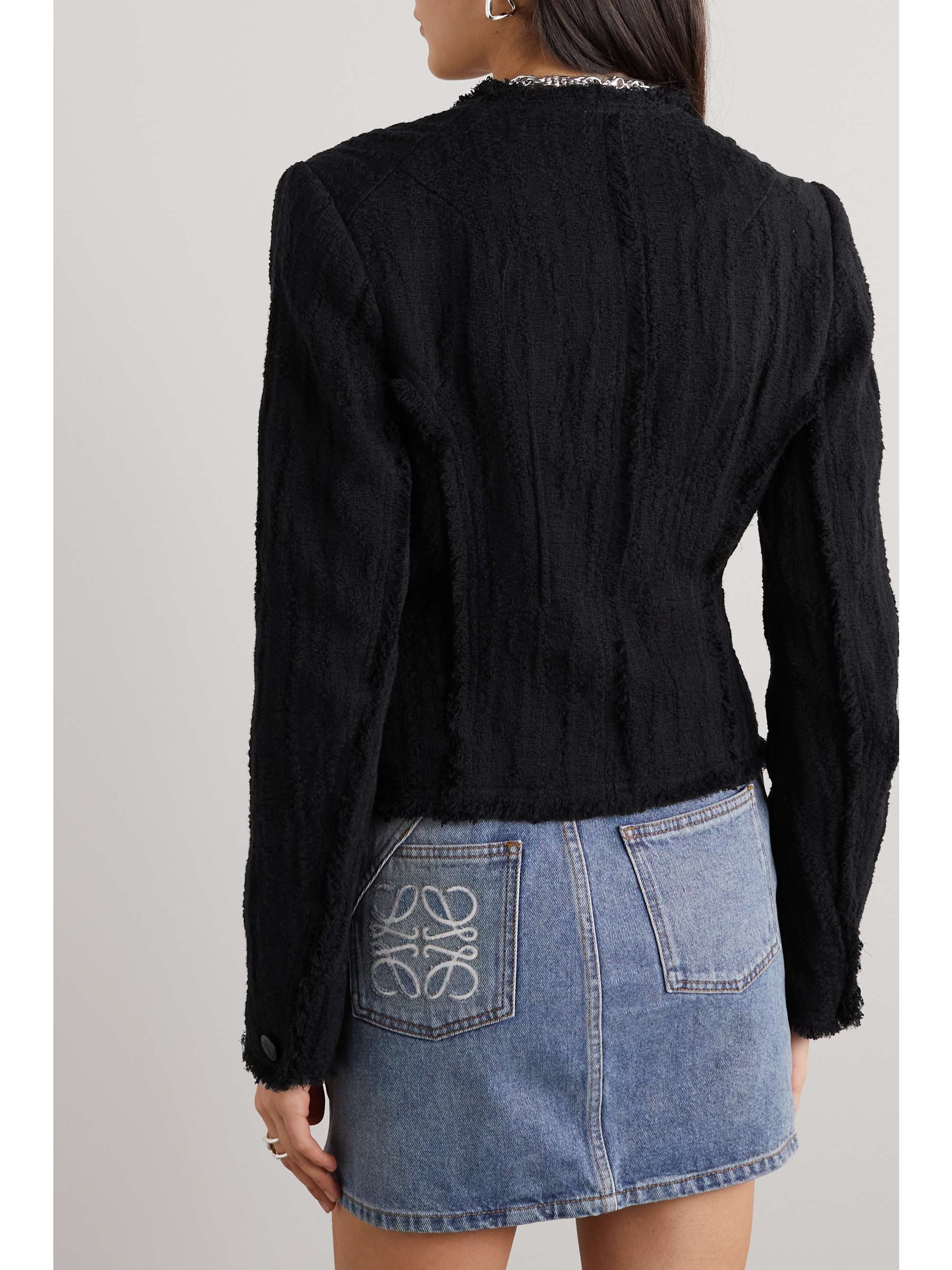 RAG & BONE Annalise frayed recycled cotton-blend tweed jacket