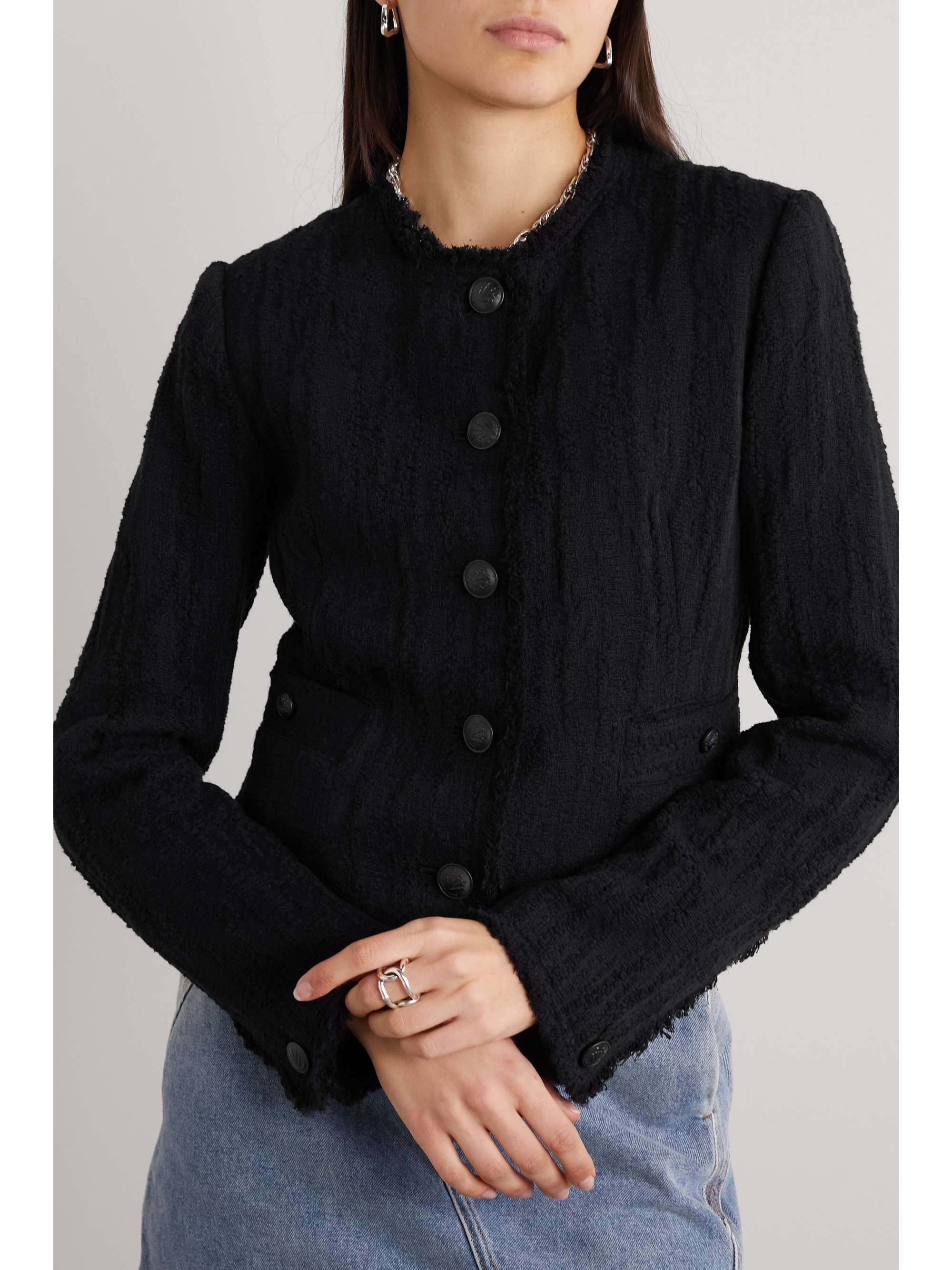 RAG & BONE Annalise frayed recycled cotton-blend tweed jacket