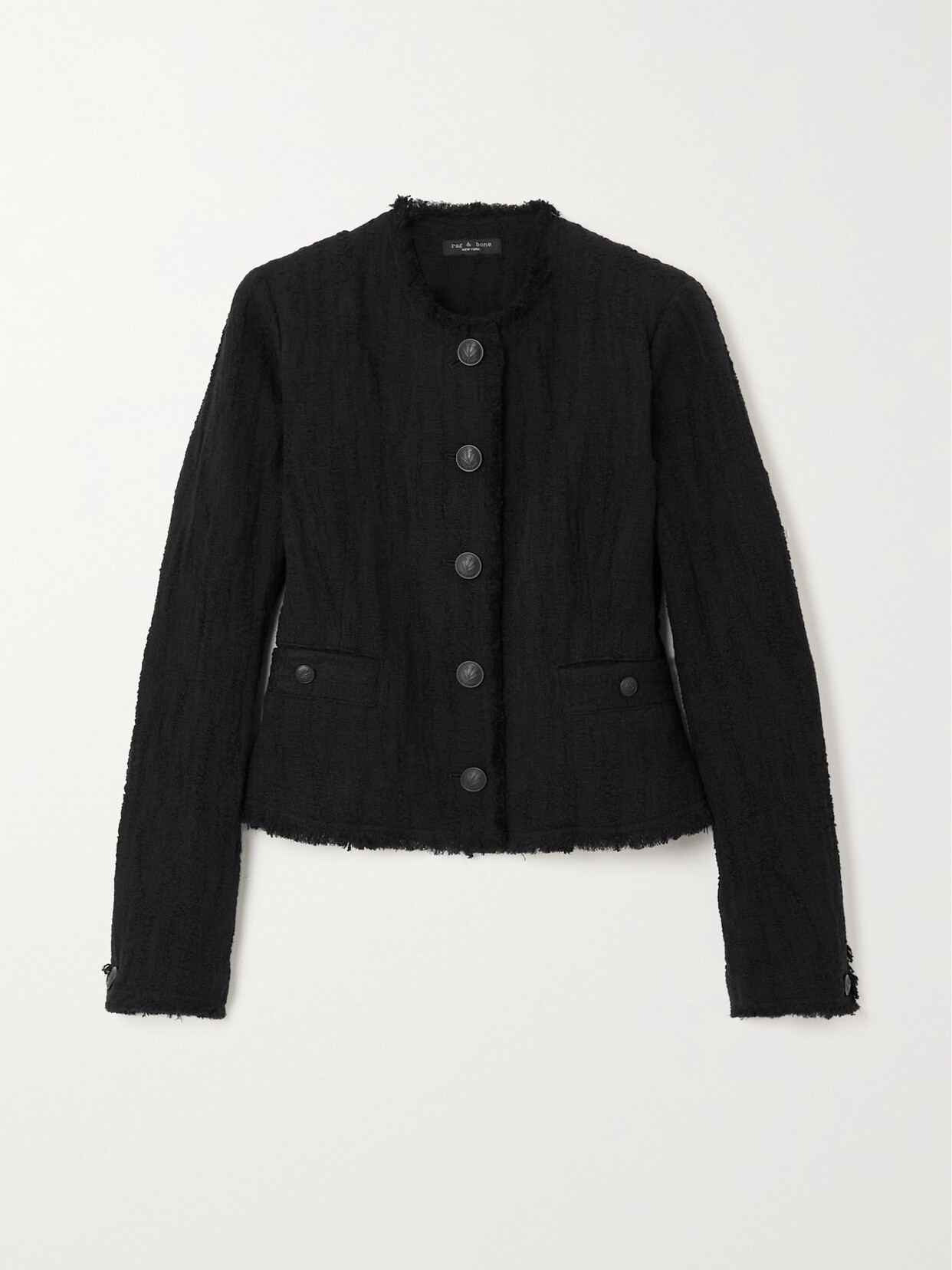 rag & bone - Annalise Frayed Recycled Cotton-blend Tweed Jacket - Black