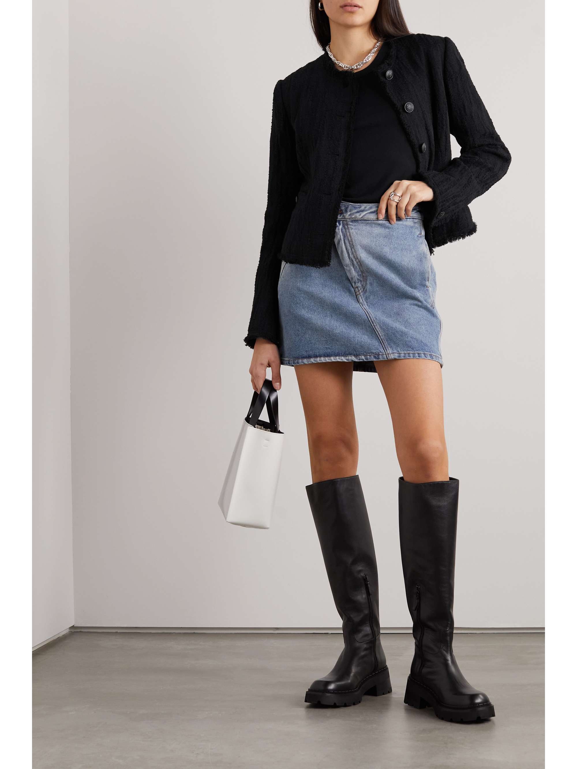 RAG & BONE Annalise frayed recycled cotton-blend tweed jacket