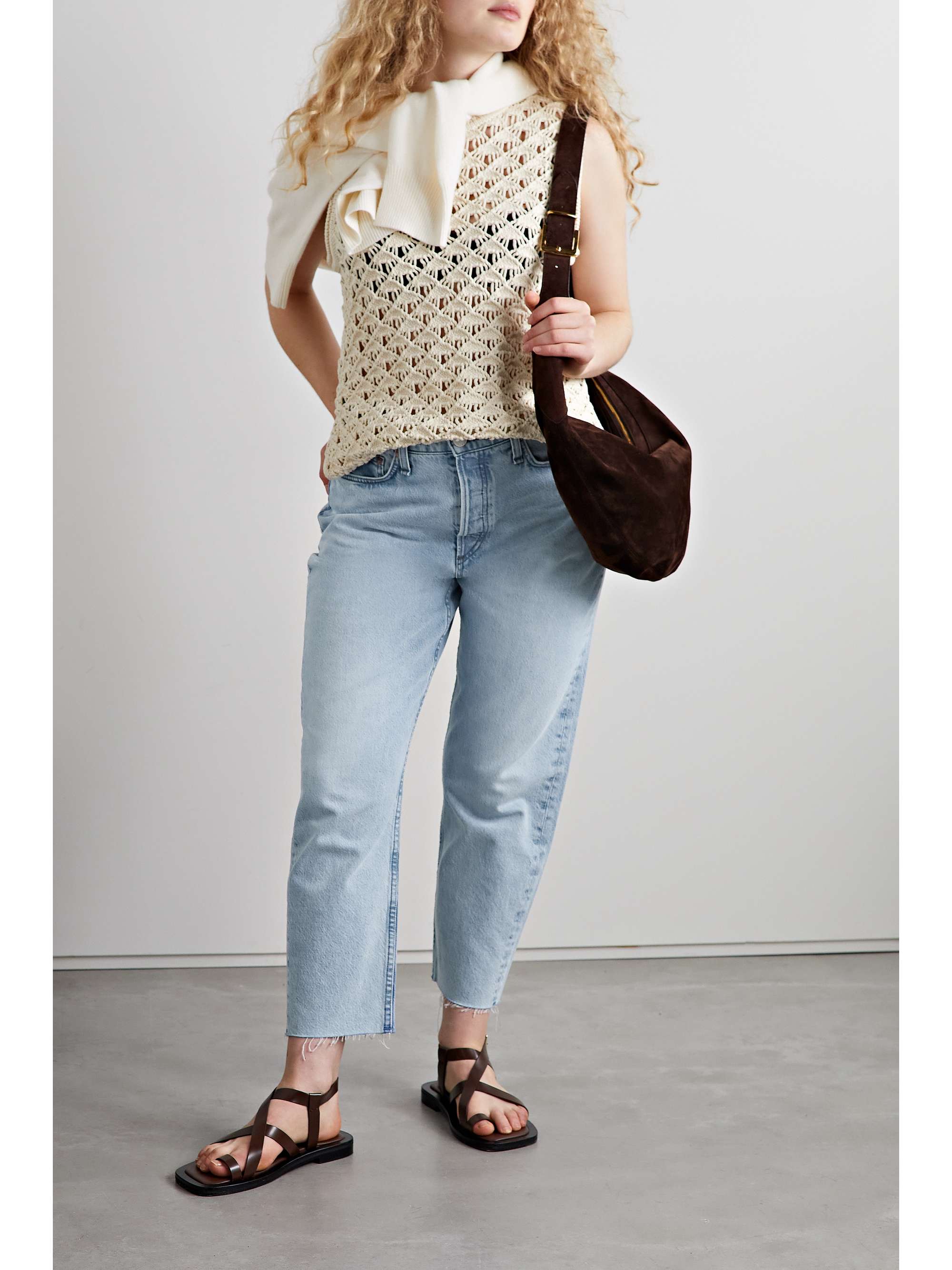 RAG & BONE Alissa frayed high-rise straight-leg jeans
