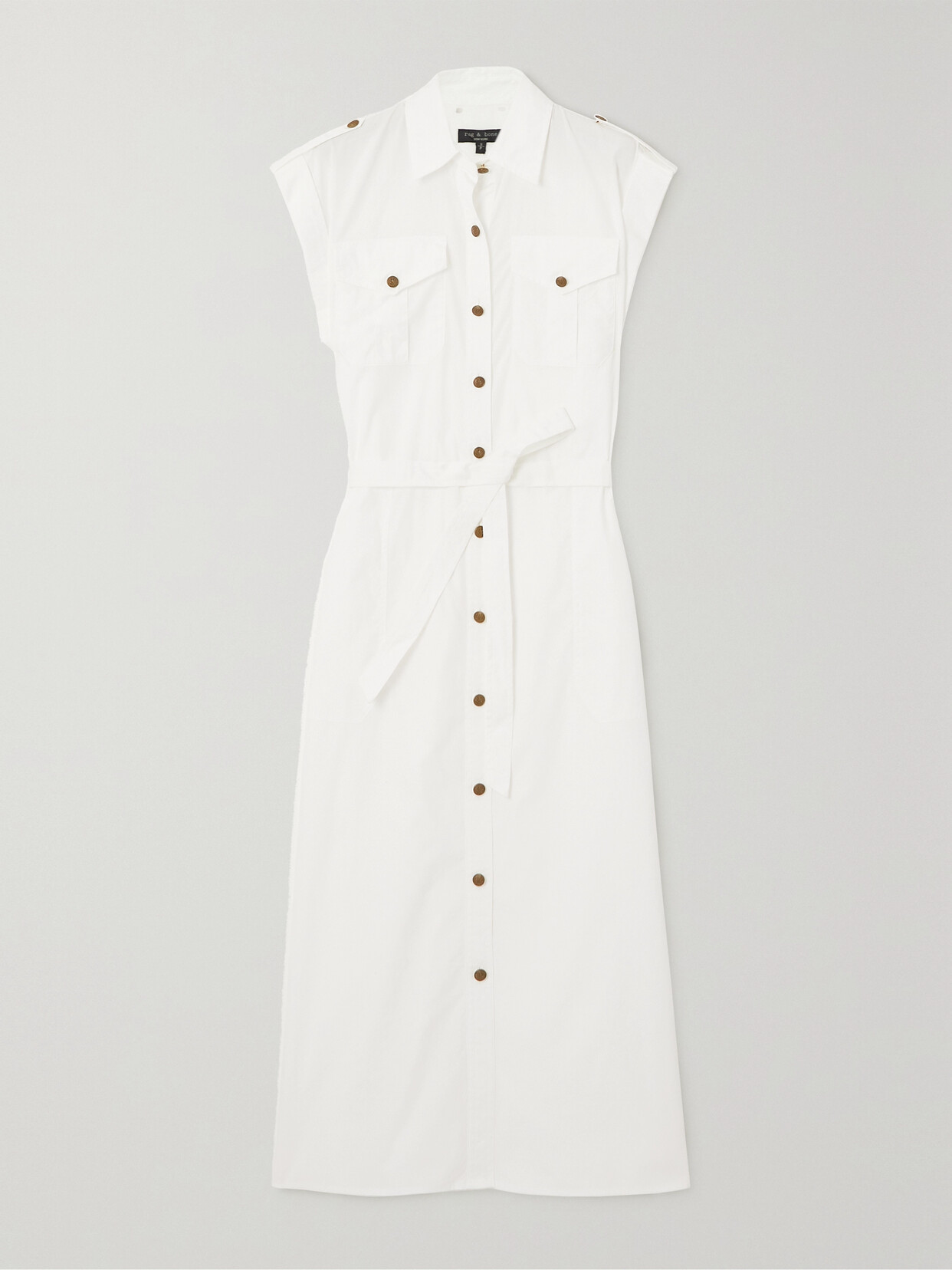 Rag & Bone Roxanne Belted Cotton-poplin Midi Dress - White