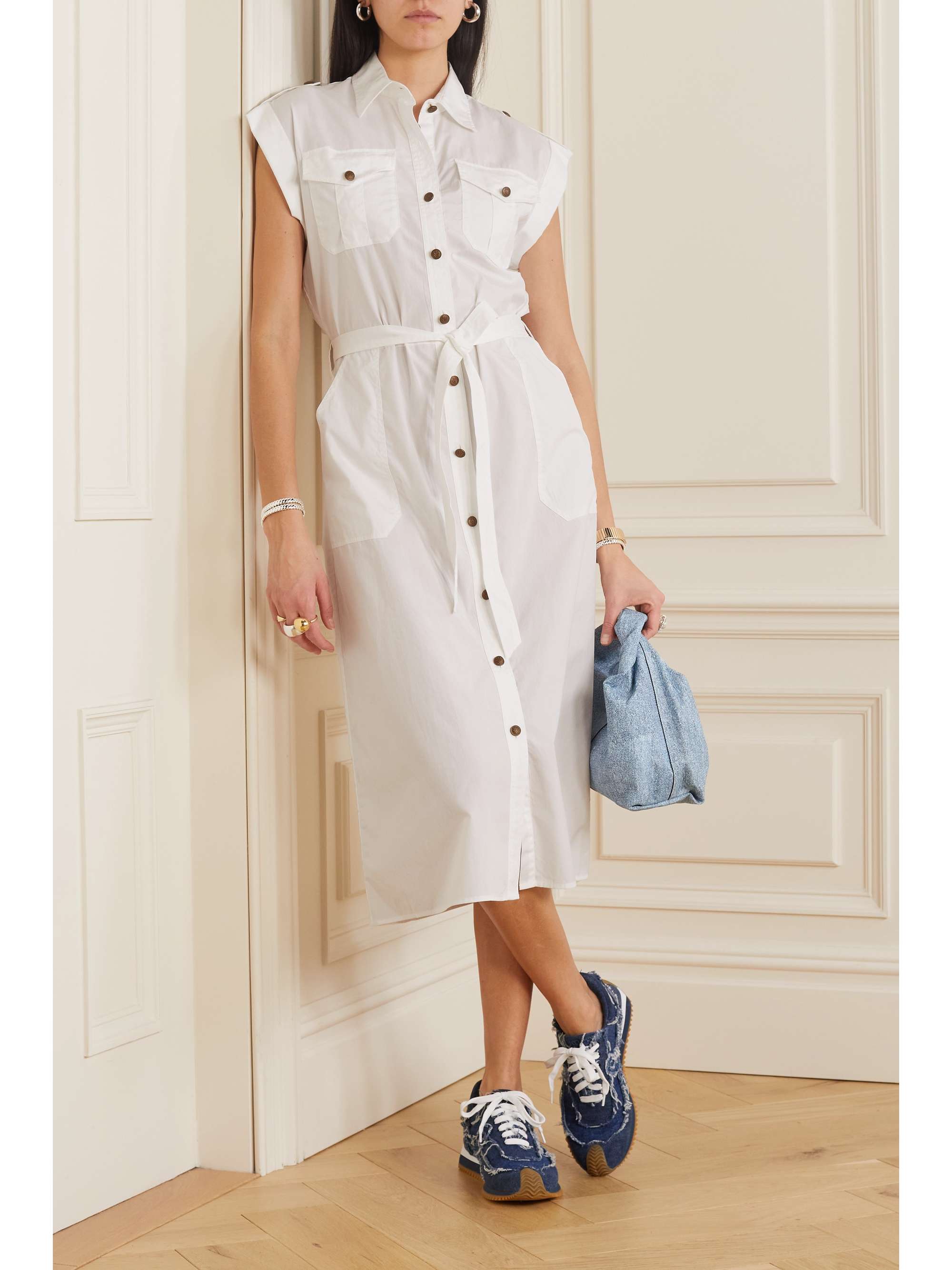 RAG & BONE Roxanne belted cotton-poplin midi dress