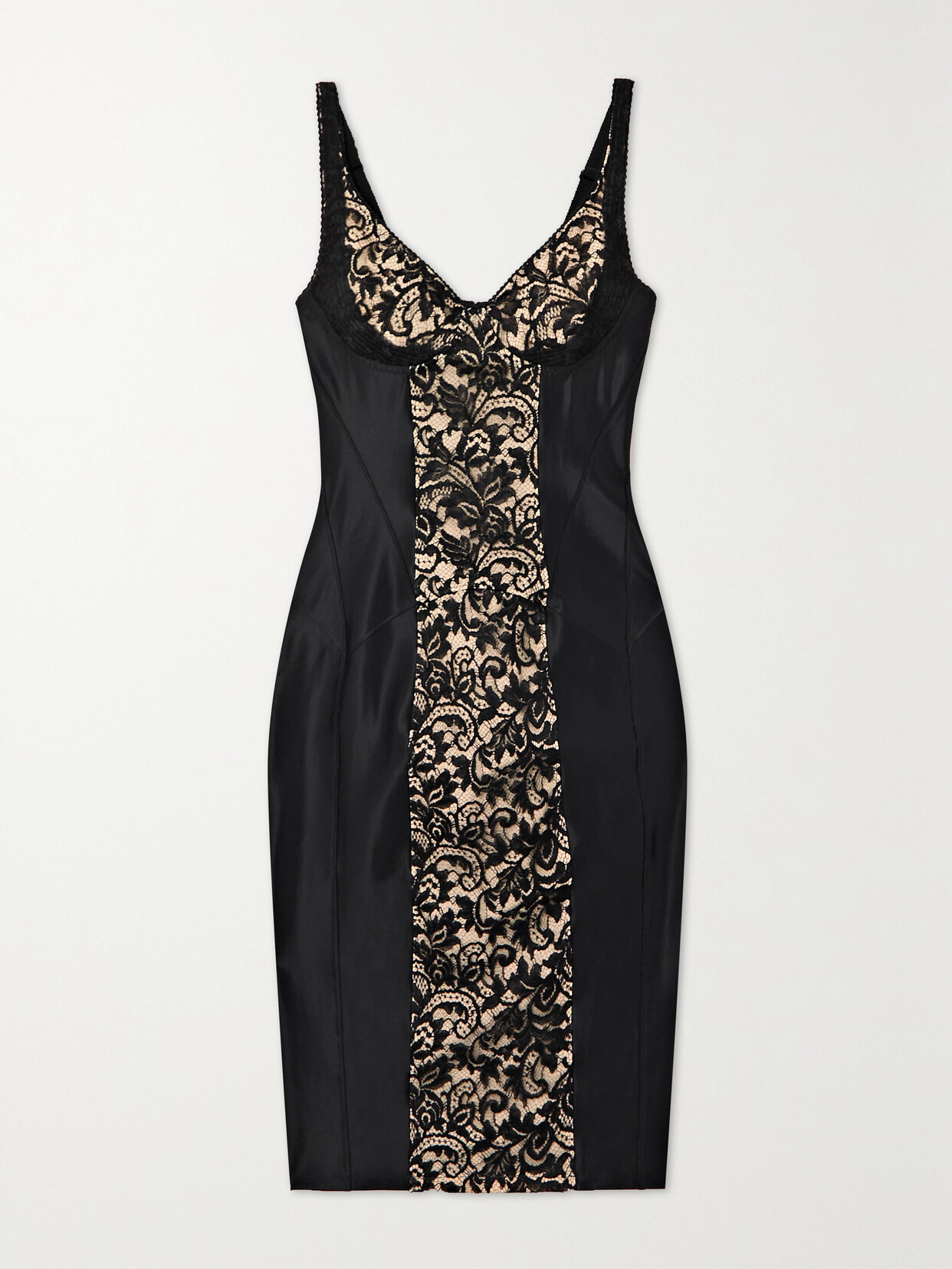 Rosamosario La Moglie Di Zorro Corded Lace-trimmed Stretch-jersey Midi Dress - Black