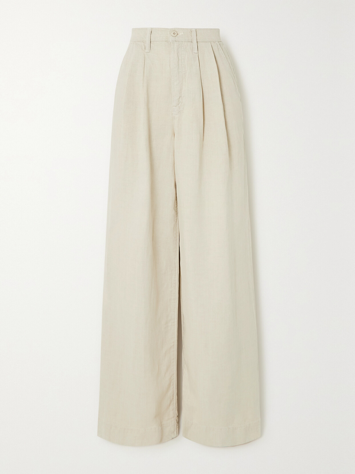 Mother - Pouty Prep Heel Lyocell And Linen-blend Wide-leg Pants - Ecru