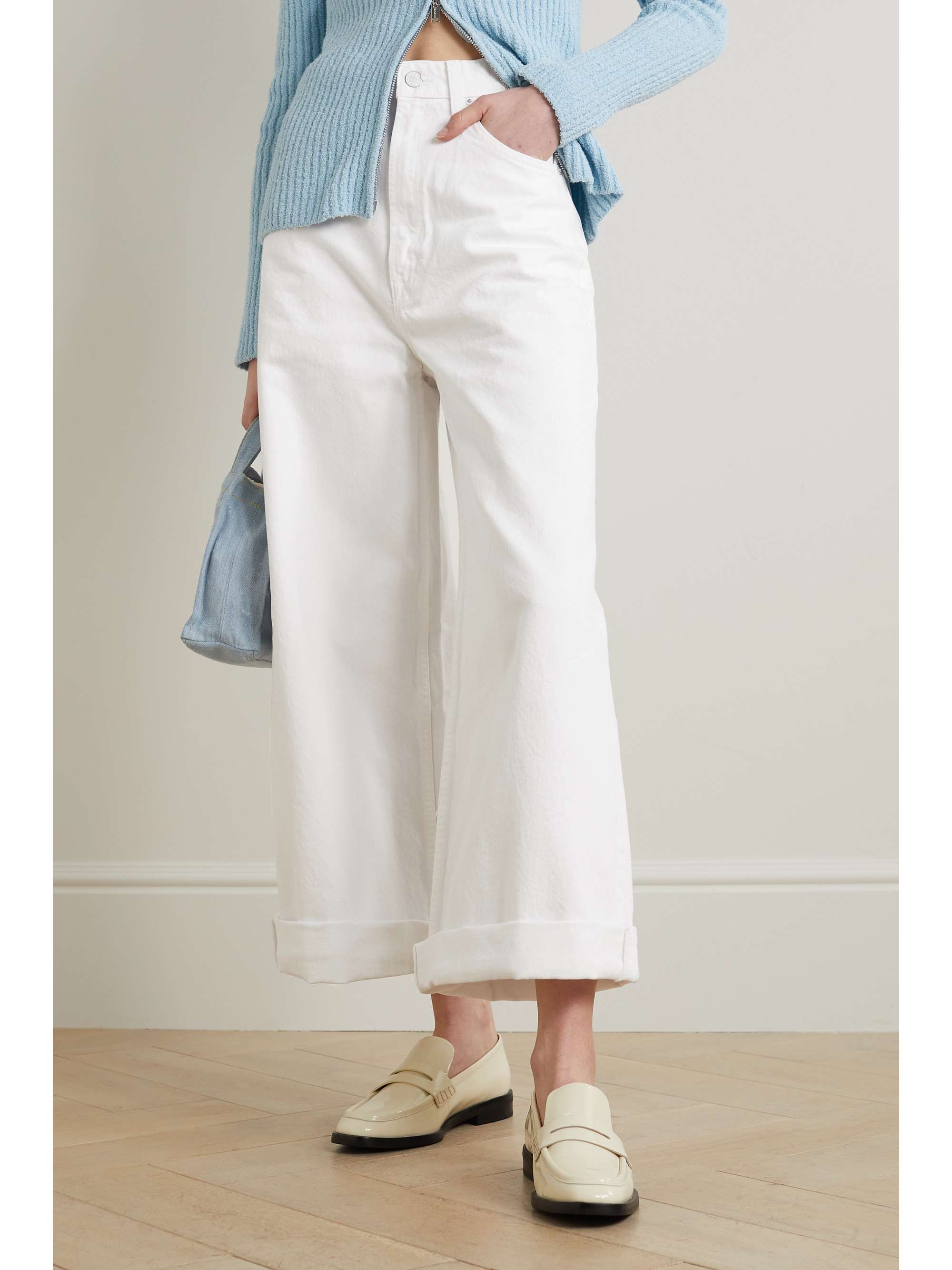 MOTHER SNACKS! cropped high-rise wide-leg jeans