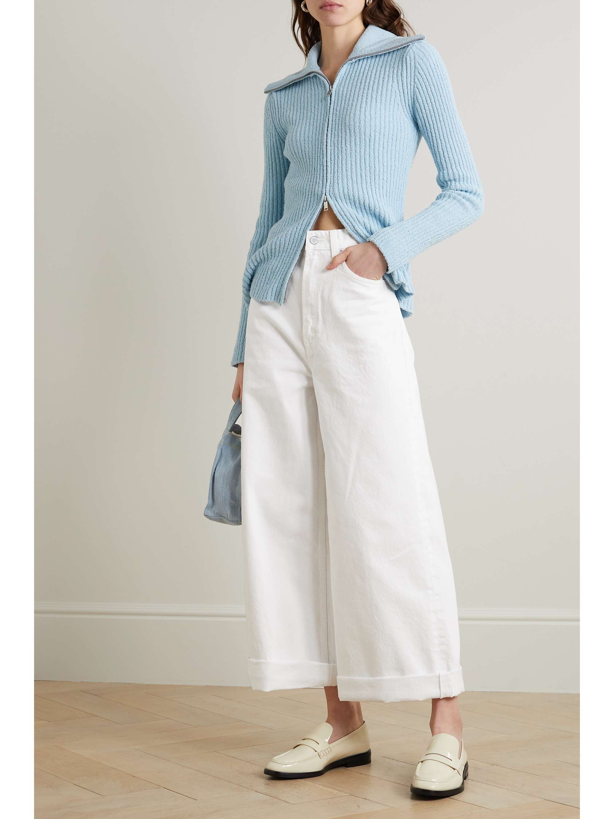 MOTHER SNACKS! cropped high-rise wide-leg jeans