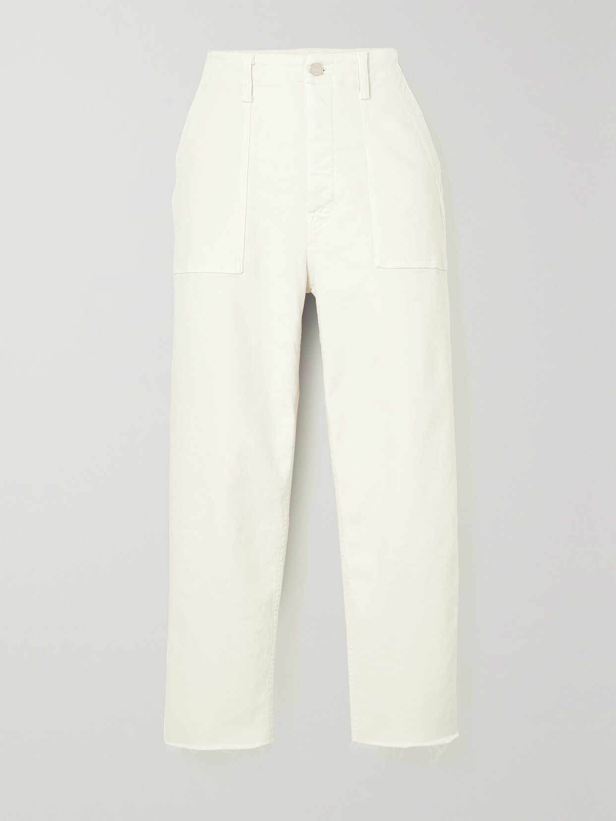 Mother - The Patch Pocket Private Ankle Cropped High-rise Straight-leg Jeans - Ecru
