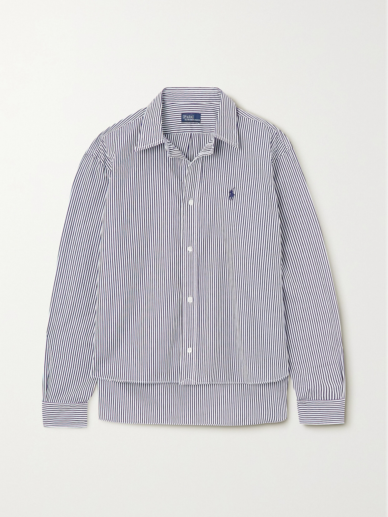 Polo Ralph Lauren - Embroidered Striped Cotton-poplin Shirt - Blue