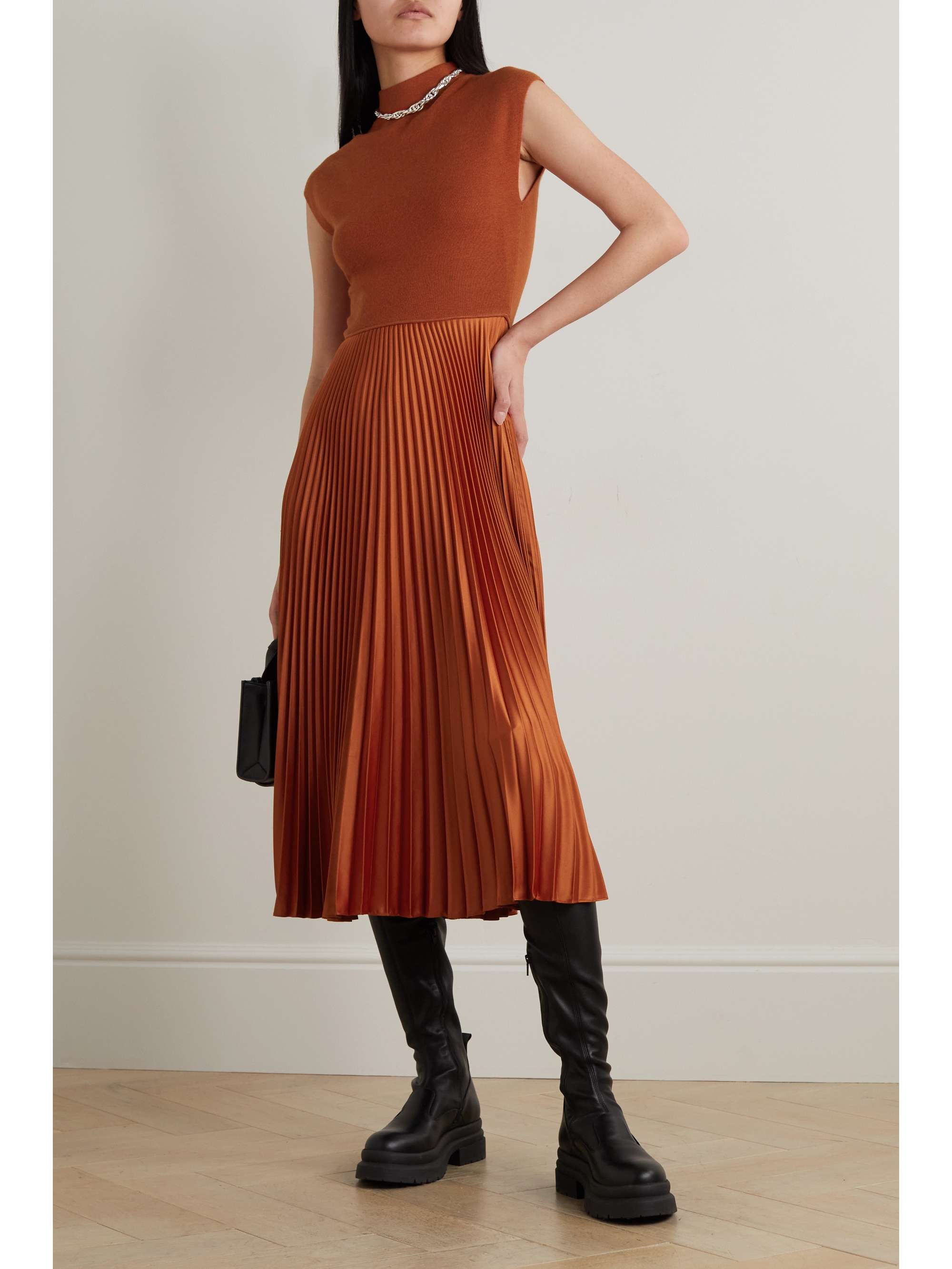 POLO RALPH LAUREN Wonda pleated satin and wool, silk and cashmereblend