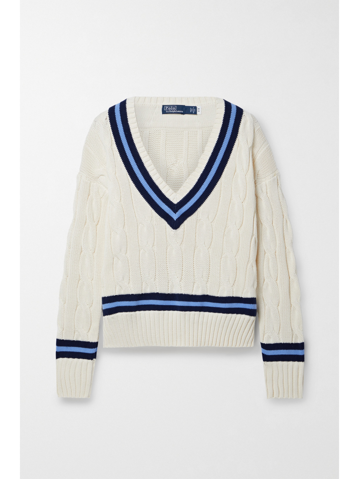 Polo Ralph Lauren - Cricket Striped Cable-knit Cotton Sweater - Cream